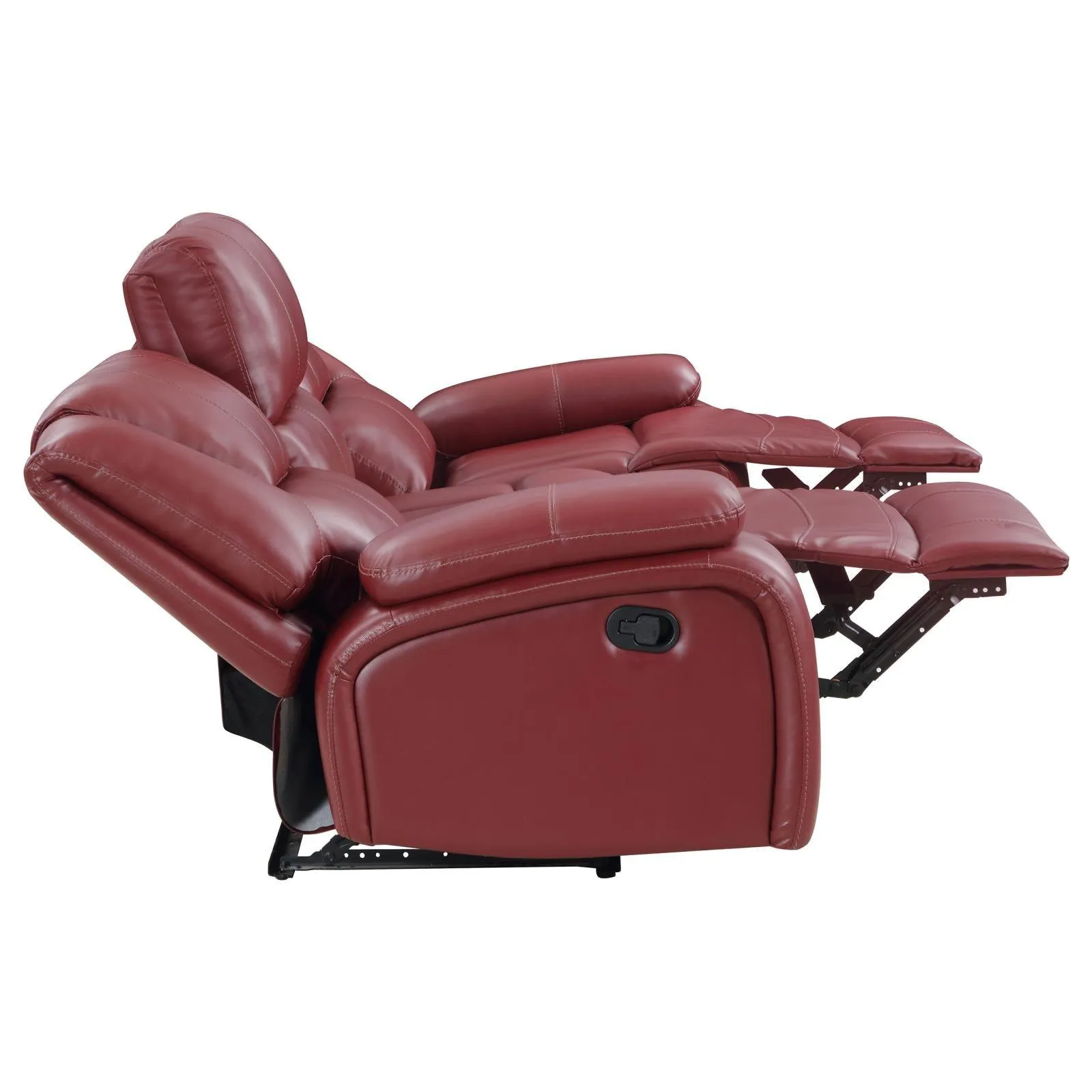 Camila Red Faux Leather 3-piece Upholstered Reclining Sofa Set - Image 5