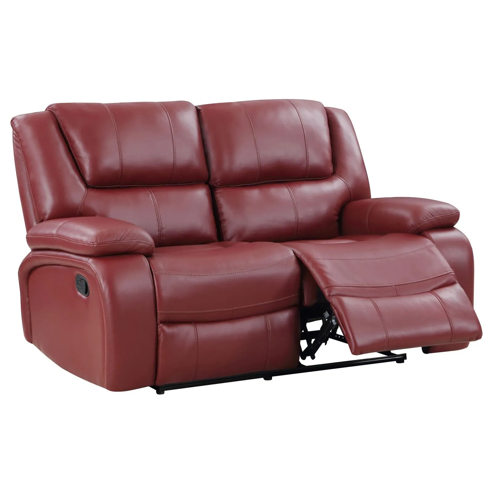 Camila Red Faux Leather Reclining Living Room Set - Image 9