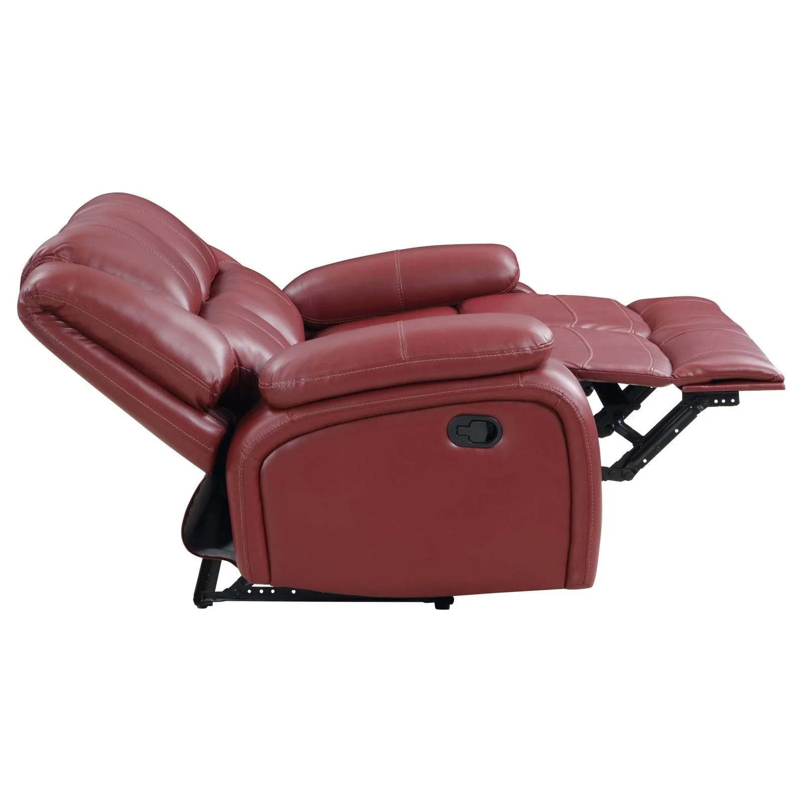 Camila Red Faux Leather Upholstered Motion Reclining Loveseat - Image 6