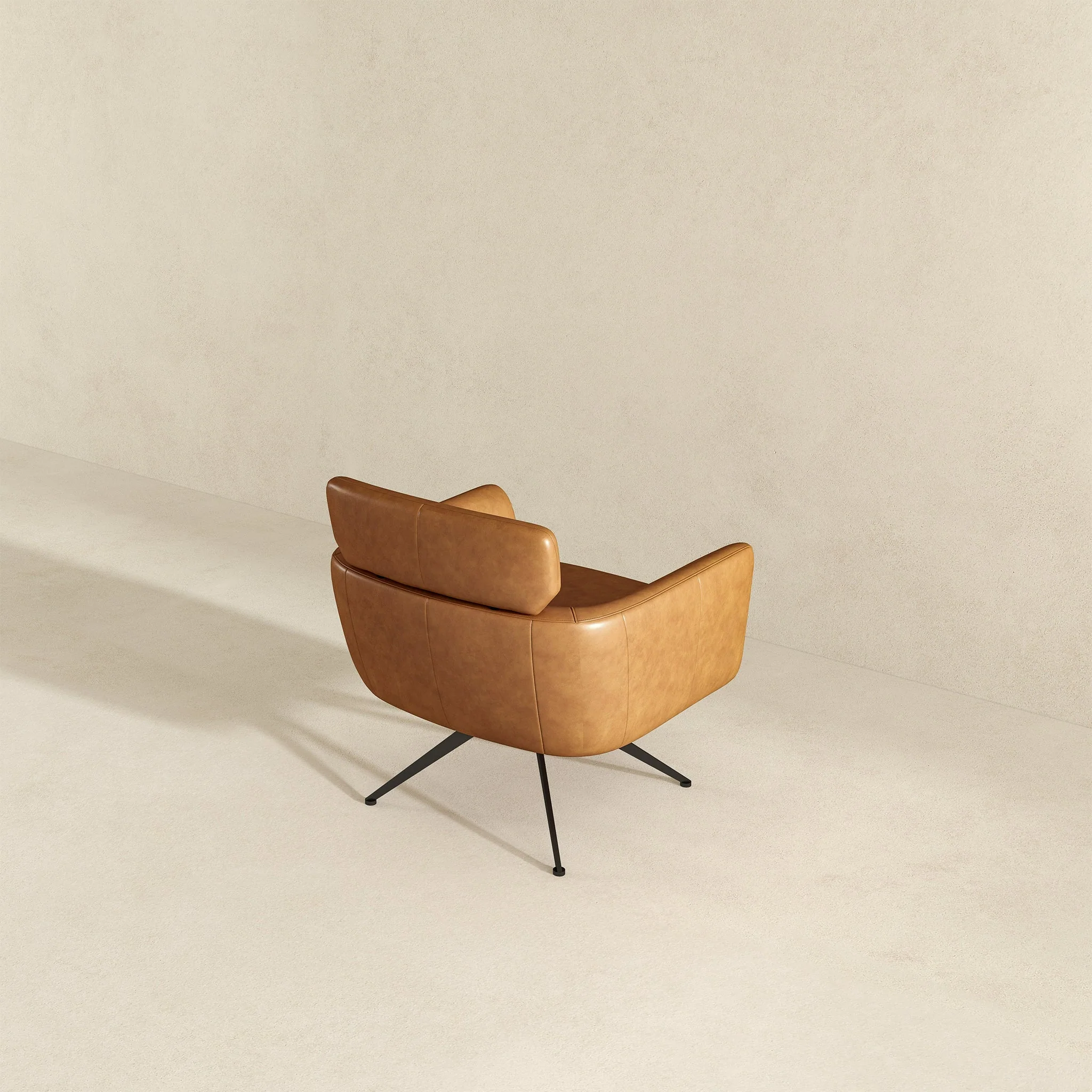 Camila Tan Leather Lounge Chair - Image 3