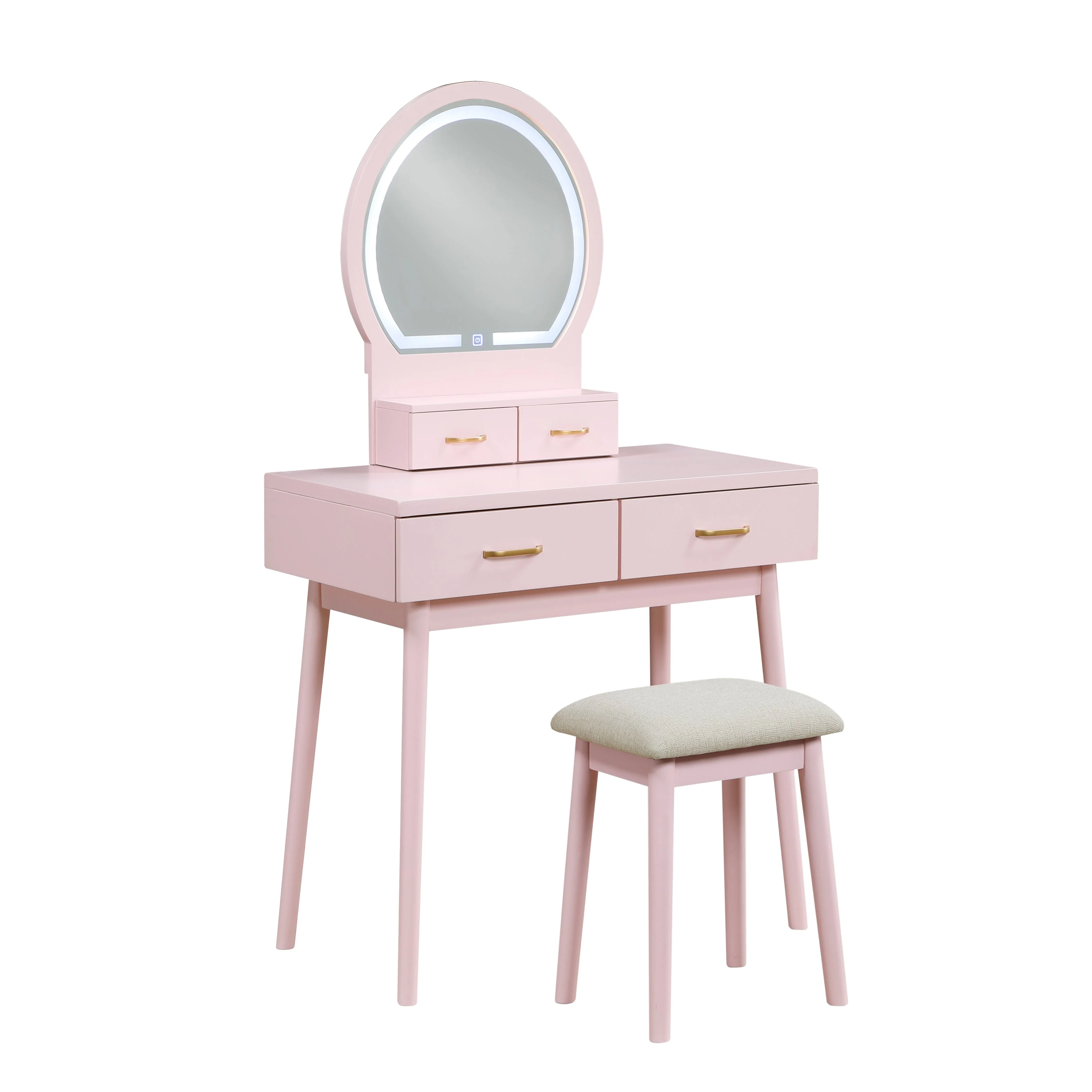 Camilla Pink Vanity Dressing Table with Mirror and Stool