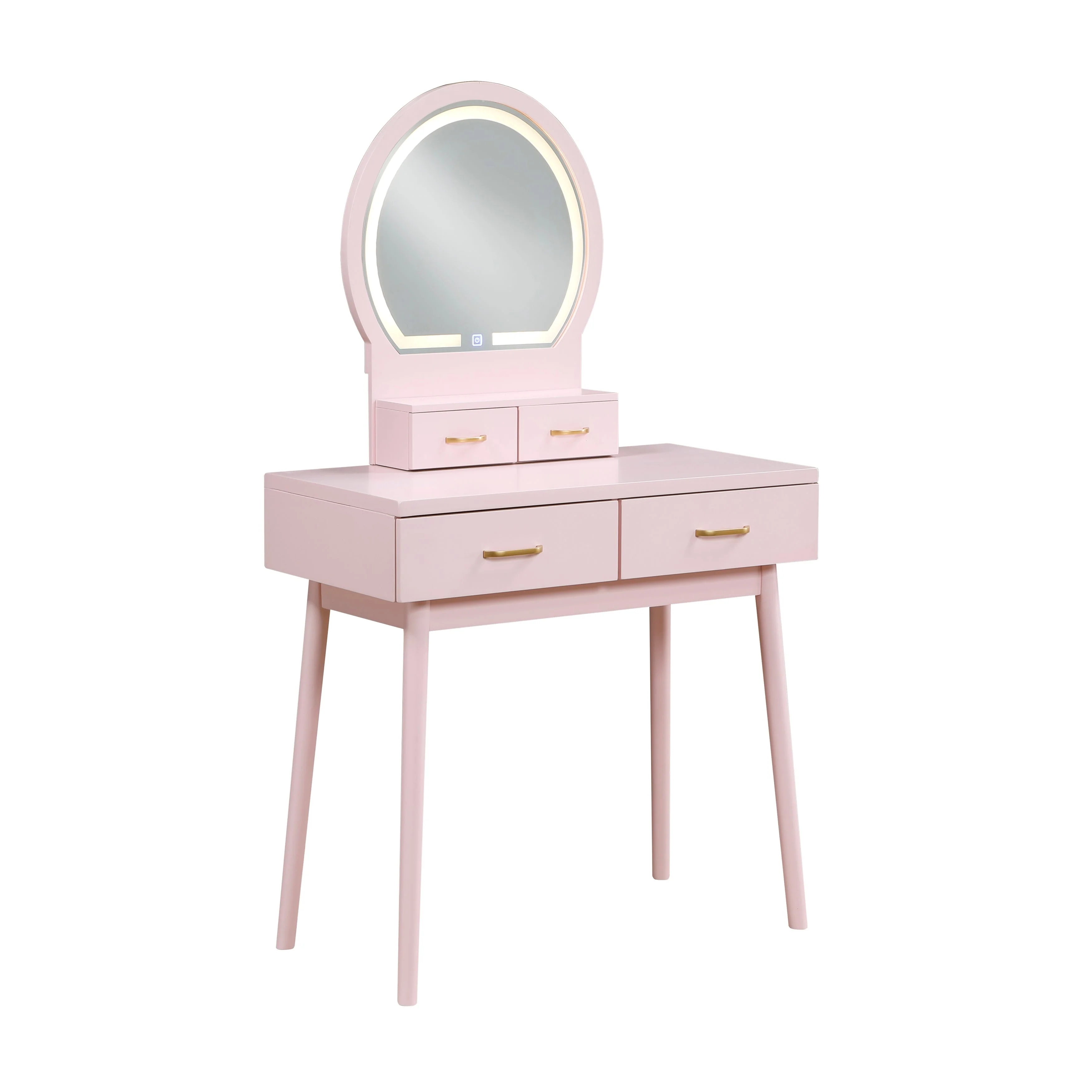 Camilla Pink Vanity Dressing Table with Mirror and Stool - Image 4