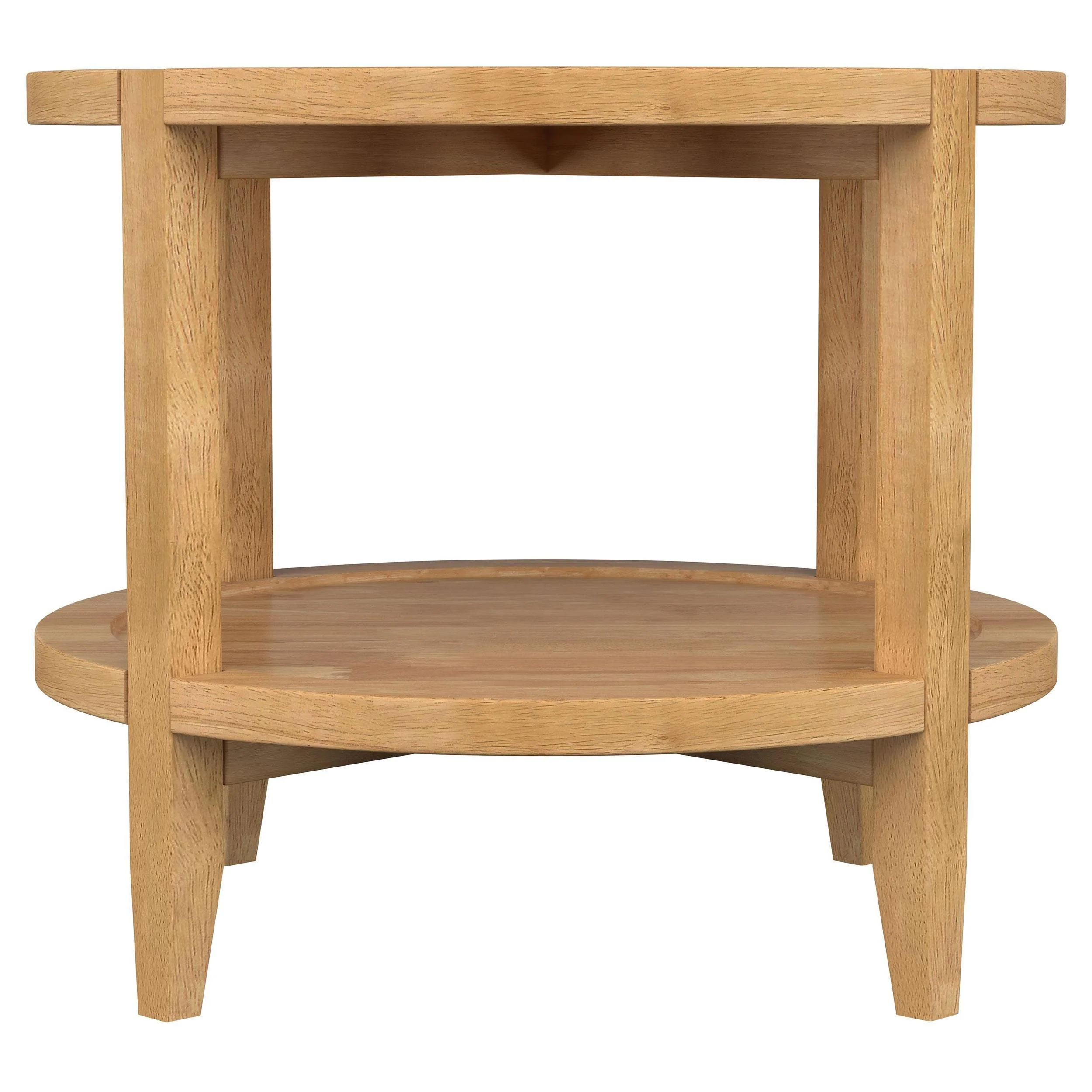 Camillo Brown Round Solid Wood End Table with Shelf Maple - Image 6