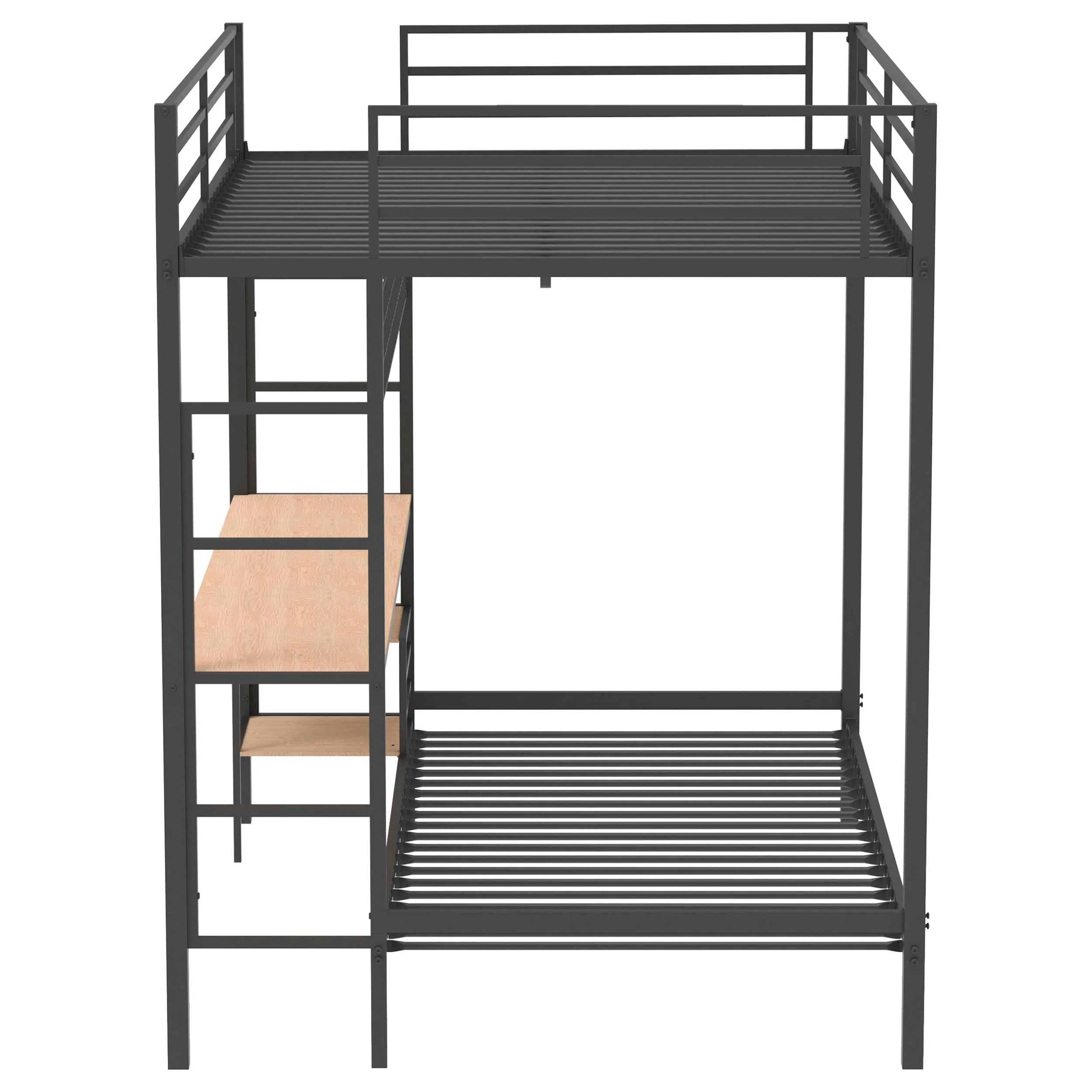 Campus Matte Black Metal Full Over Twin Workstation Bunk Bed - Image 4