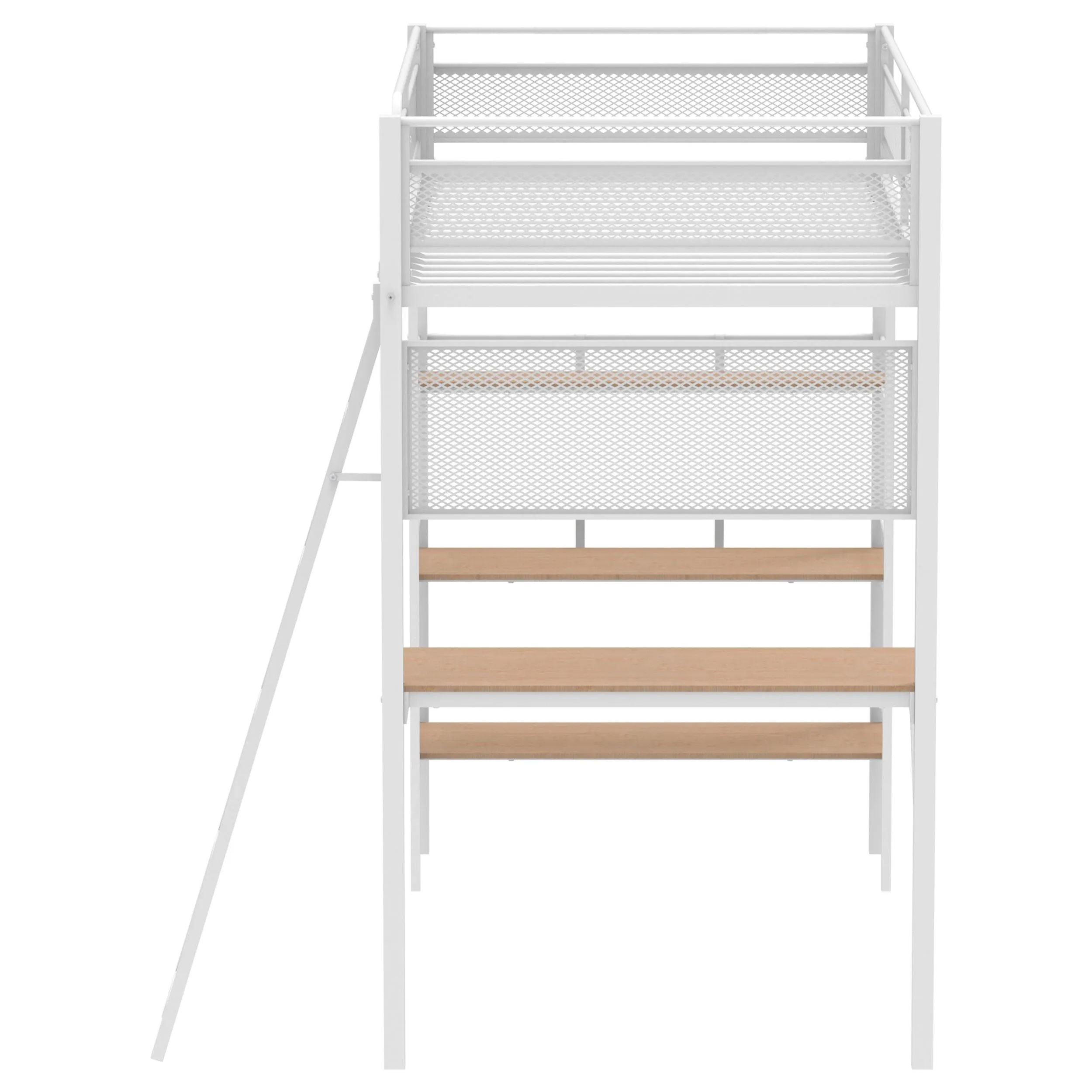 Campus Matte White 3-Shelf Metal Twin Workstation Loft Bed - Image 6