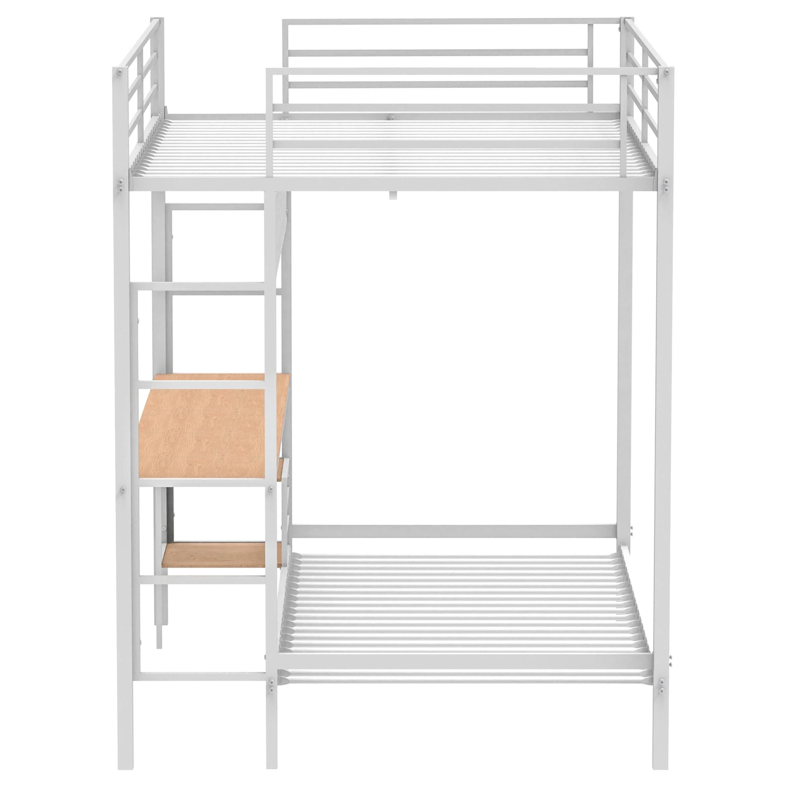 Campus Matte White Metal Full Over Twin Workstation Bunk Bed - Image 5