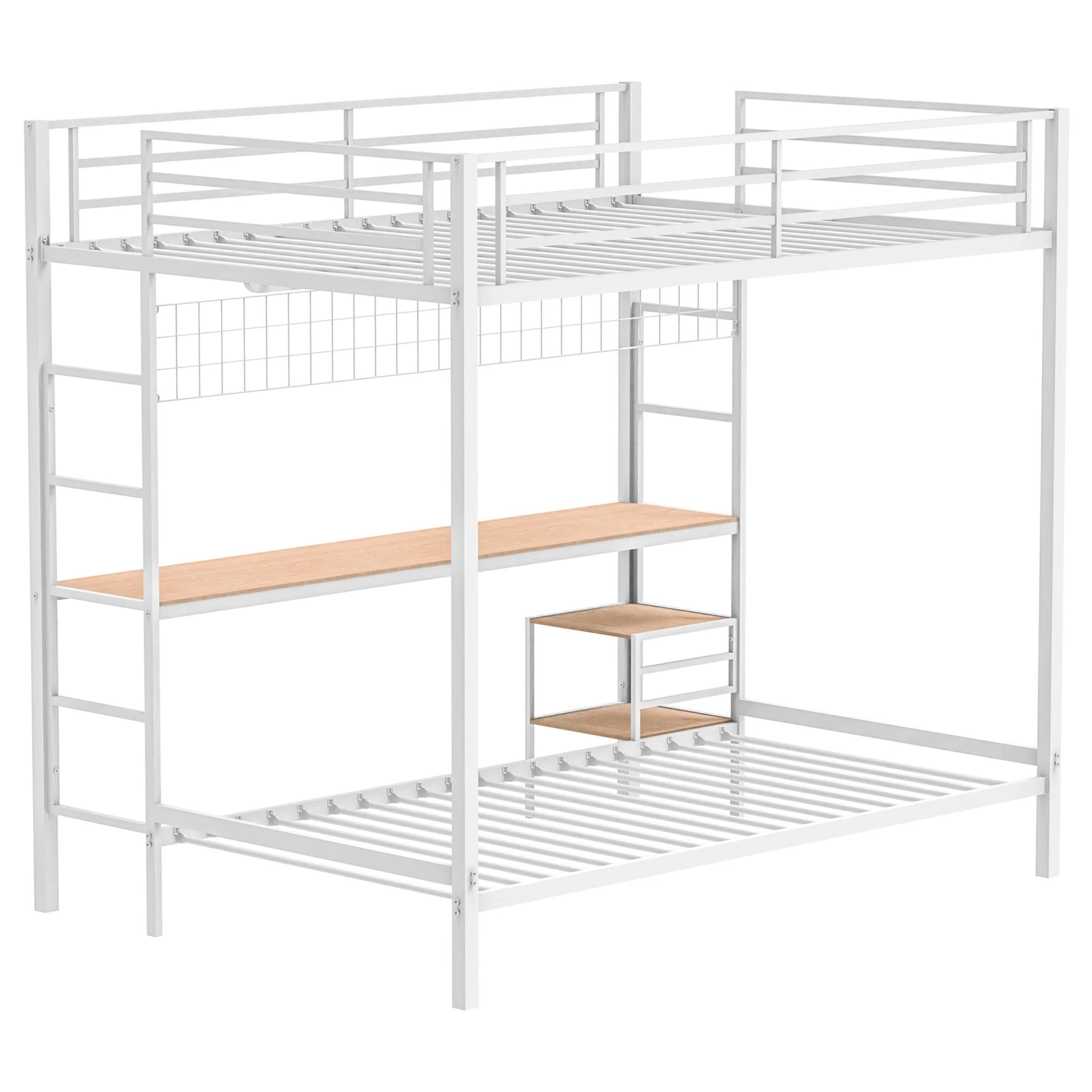 Campus Matte White Metal Full Over Twin Workstation Bunk Bed - Image 6