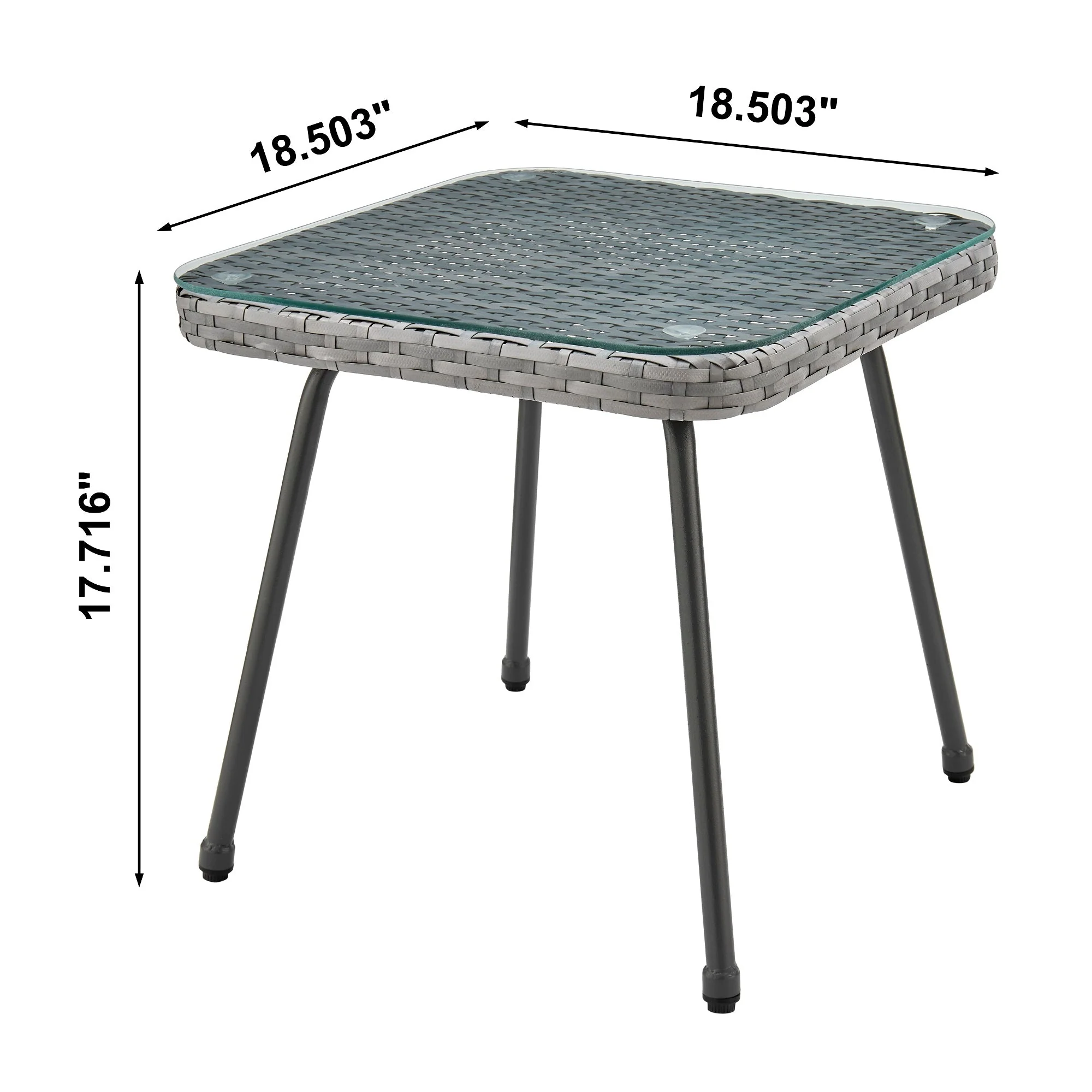 Cannes Patio 2-Person Seating Group with End Table with Grey Cushions - Image 4