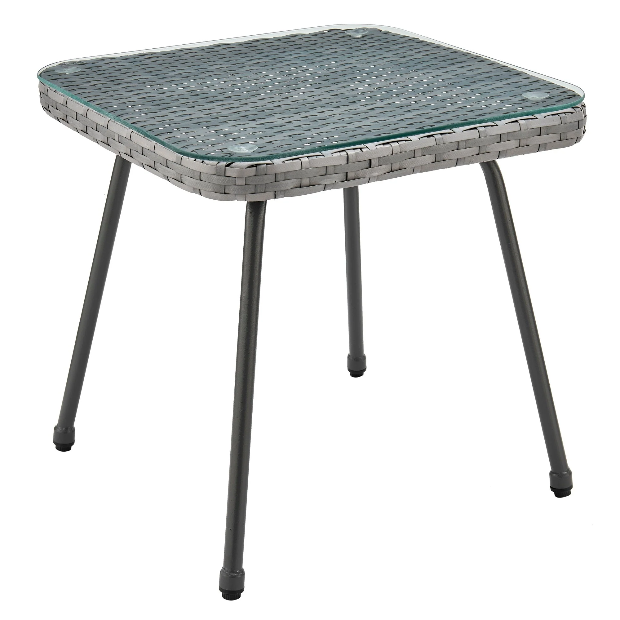 Cannes Patio 2-Person Seating Group with End Table with Grey Cushions - Image 5