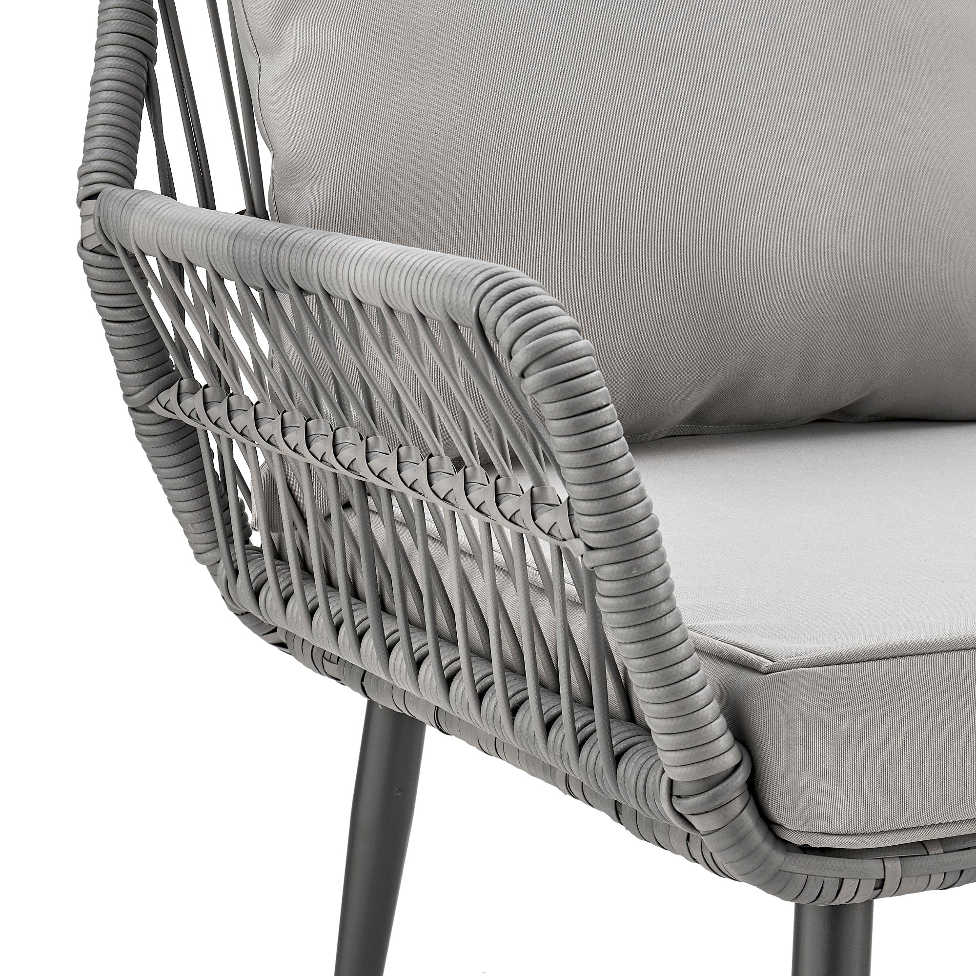Cannes Patio 2-Person Seating Group with End Table with Grey Cushions - Image 7