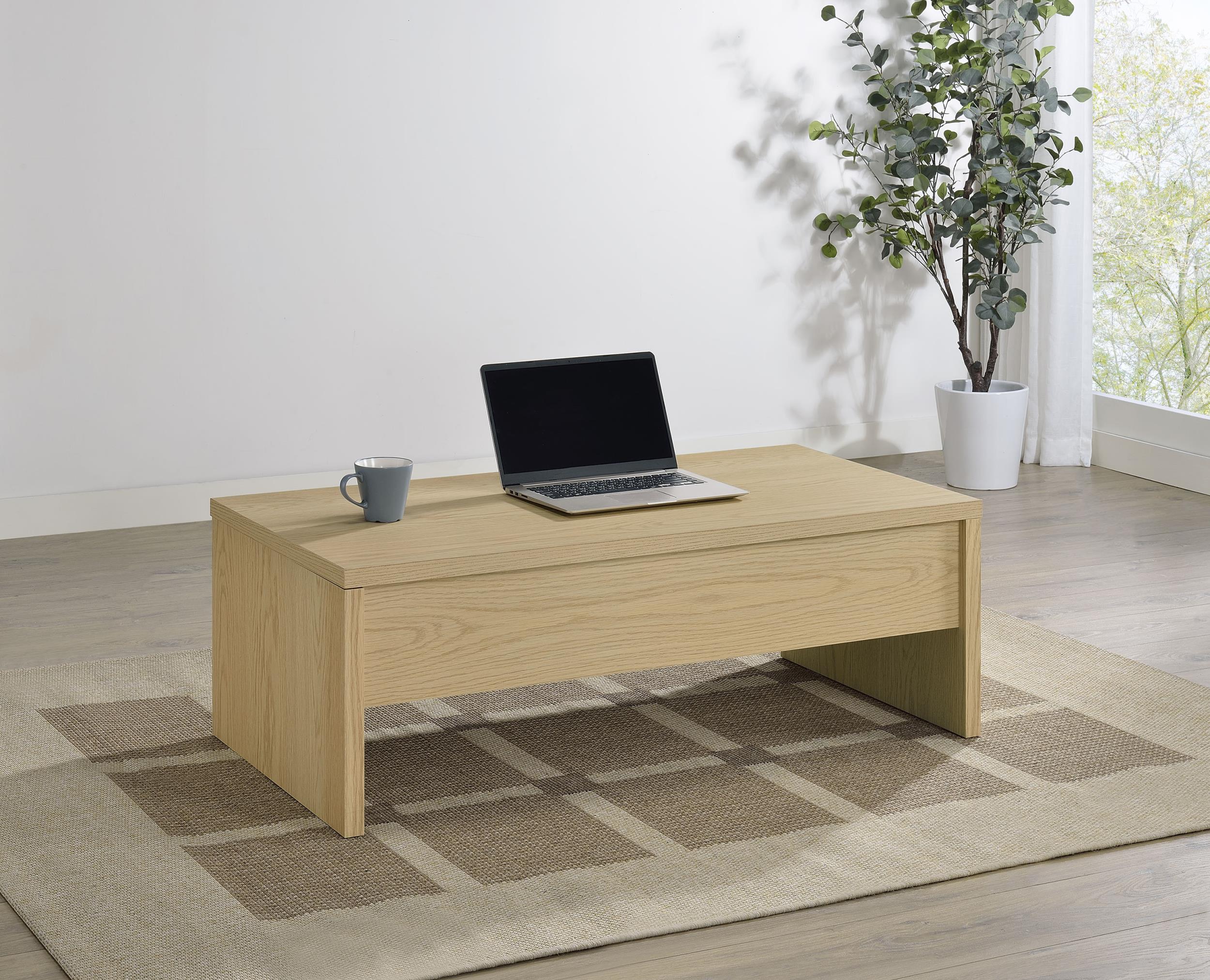 Canoga Light Oak Engineered Wood Lift Top Coffee Table