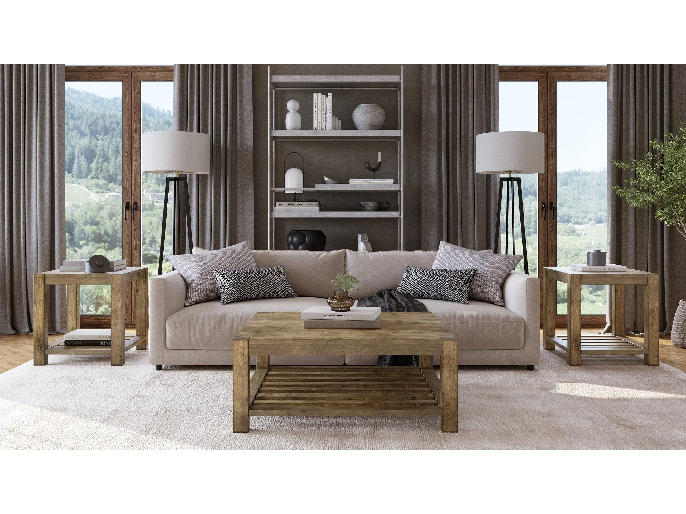 Canyon Solid Wood Square Coffee Table in Washed Grey