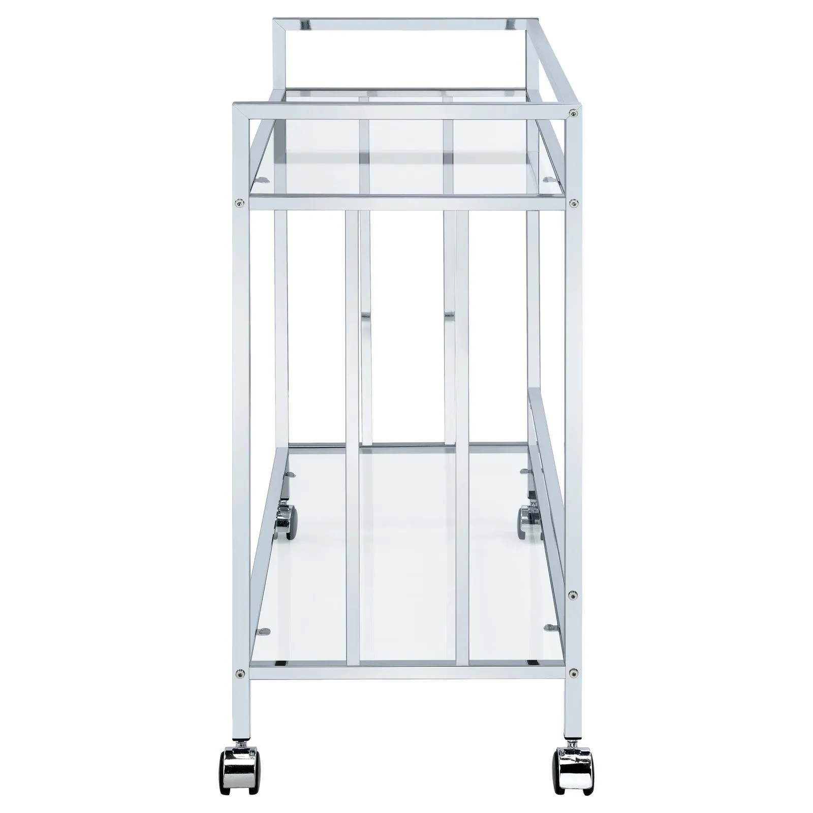 Cara Chrome Rectangular Glass Bar Cart - Image 4
