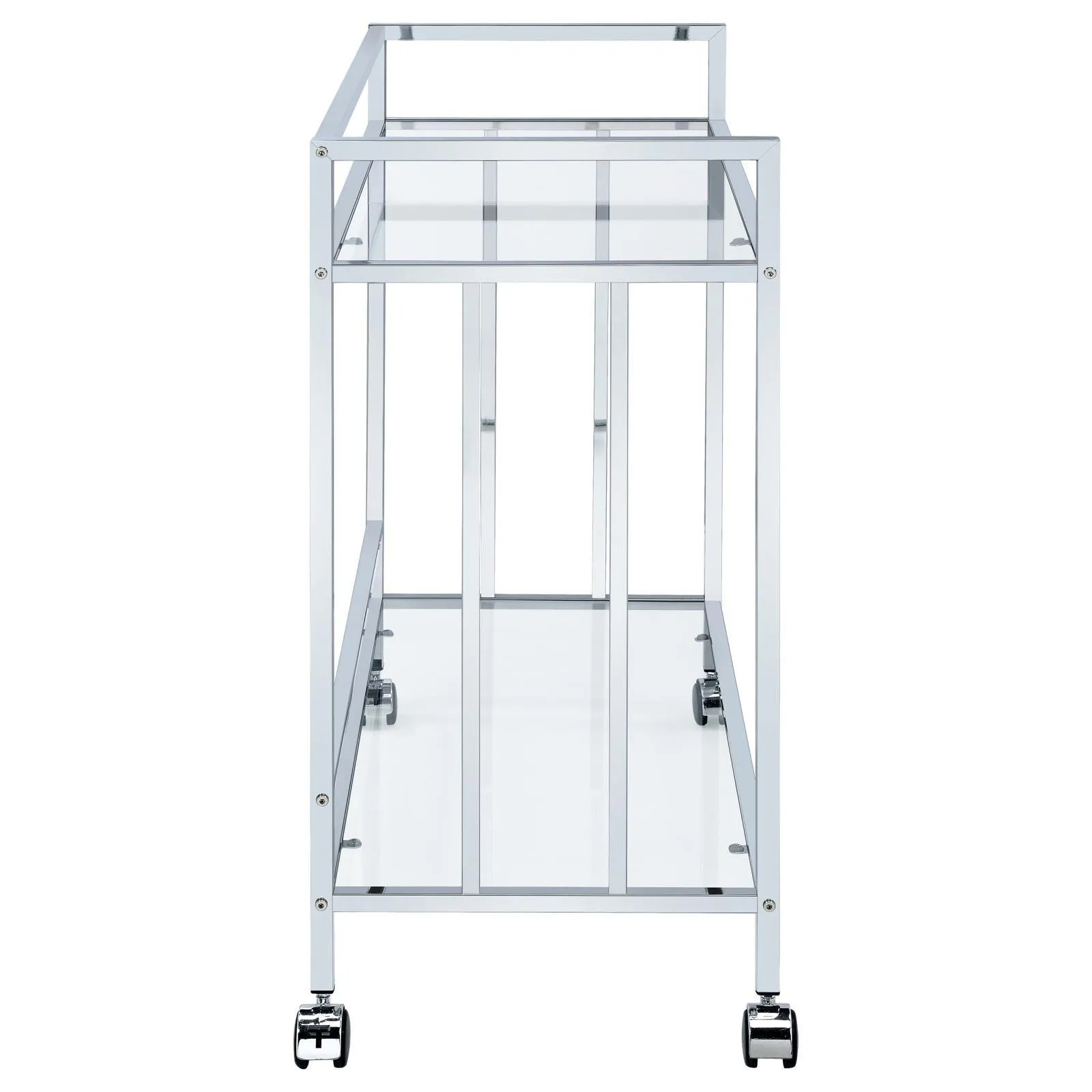 Cara Chrome Rectangular Glass Bar Cart - Image 7