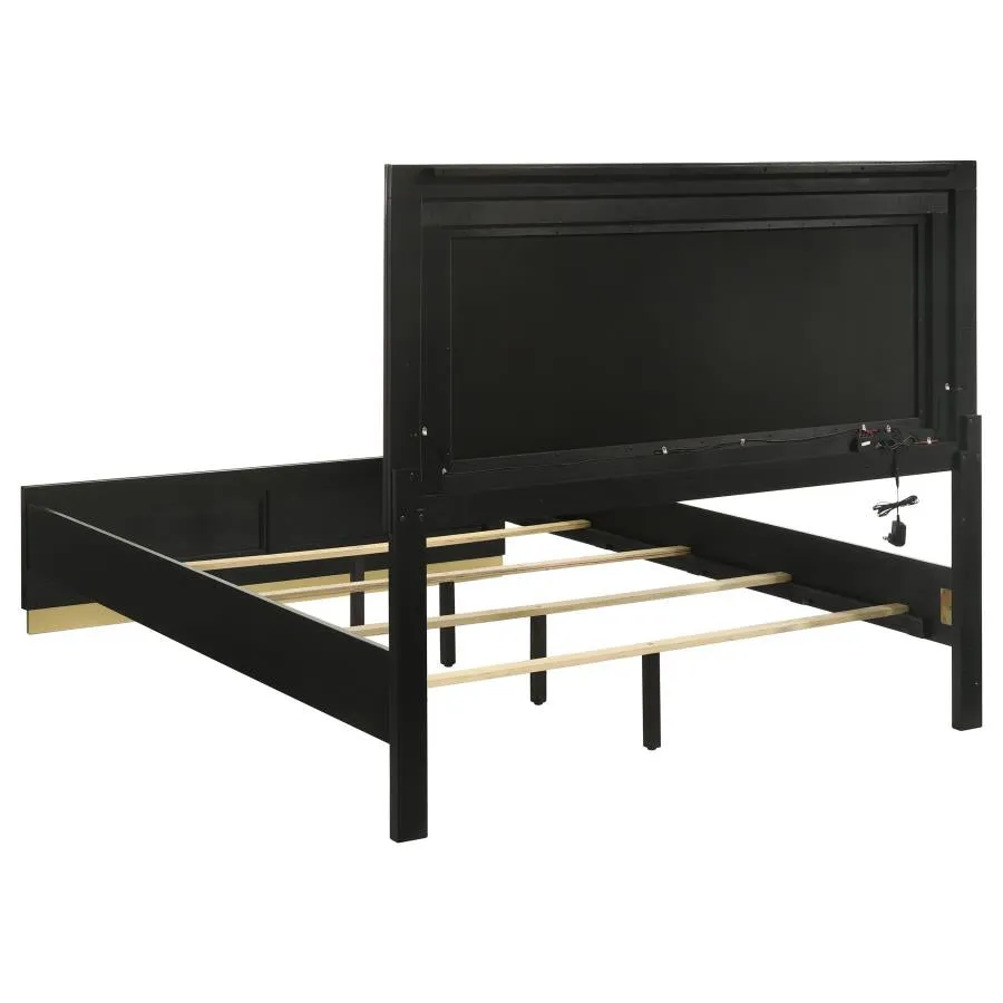 Caraway Black/Grey 4-Piece Queen Bedroom Set with LED Headboard - Image 4