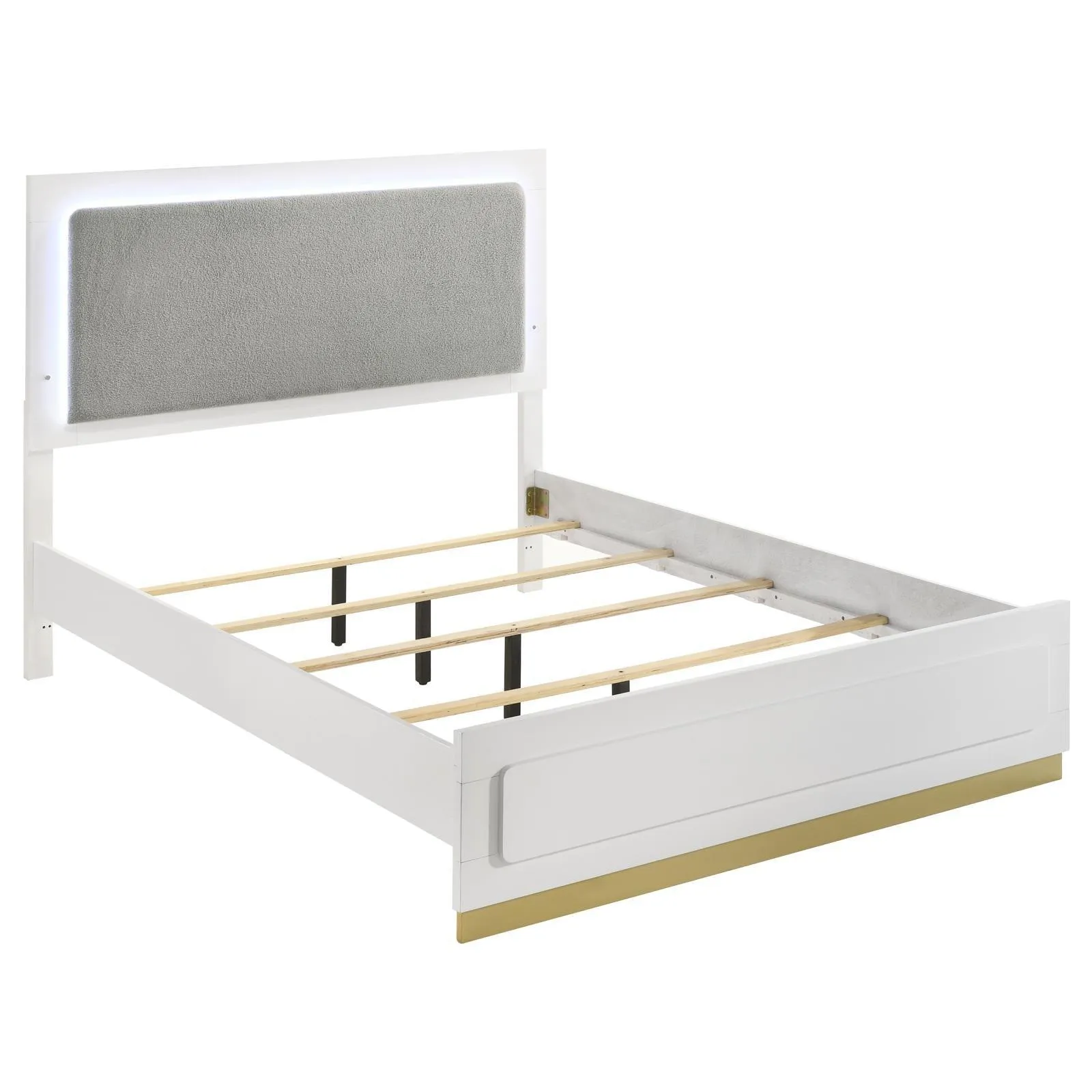 Caraway White and Grey Queen Bed with LED Headboard - Image 2