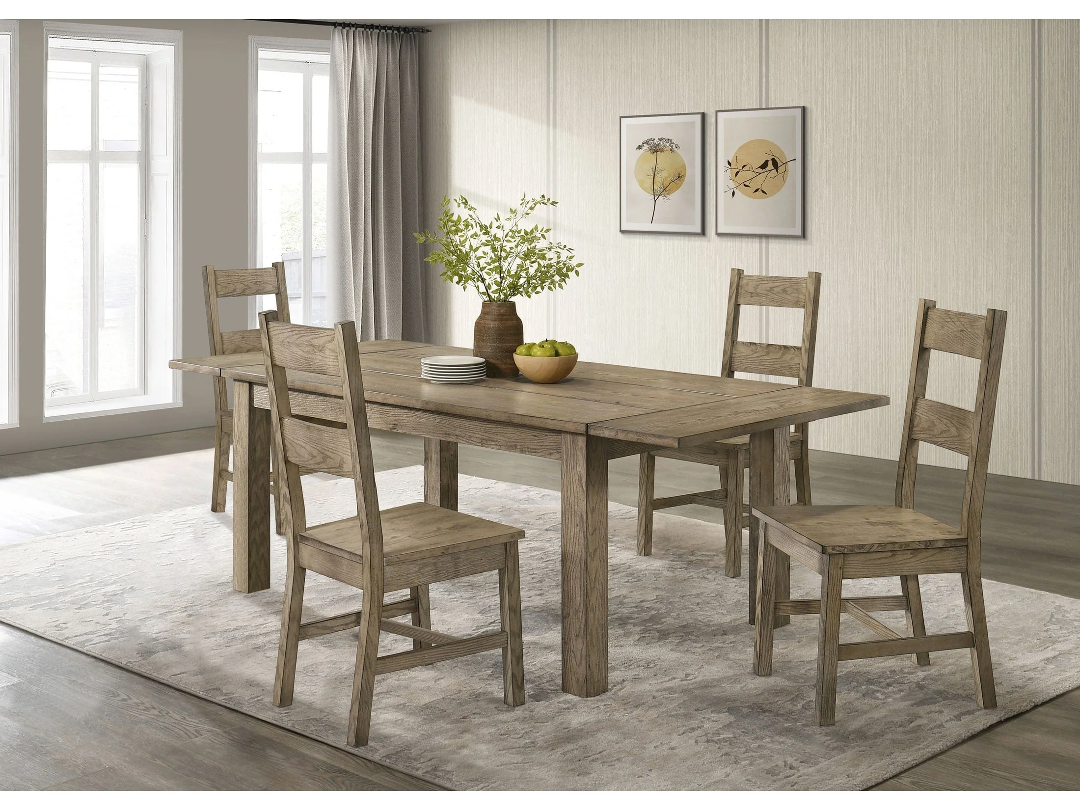 Cardova Vineyard Oak 5-piece Extension Table Dining Set