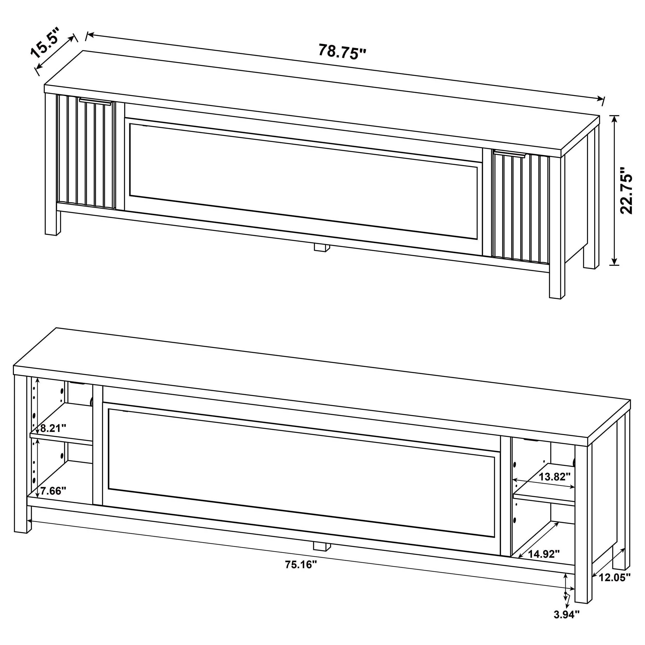 Carey Dark Pine 79-inch TV Stand Fireplace Media Console - Image 15