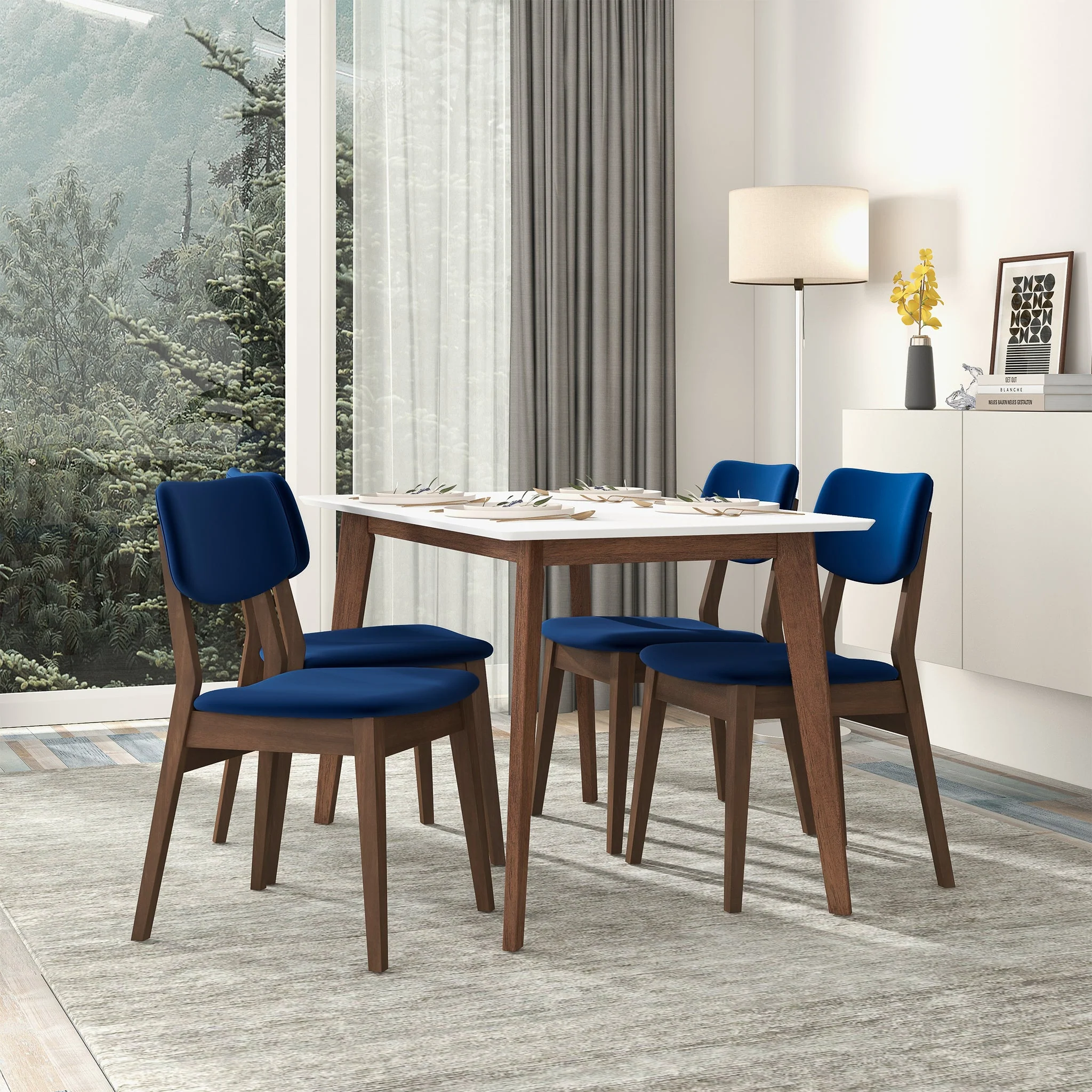 Carlos Blue Velvet Solid Back Side Chair (Set Of 2) - Image 2