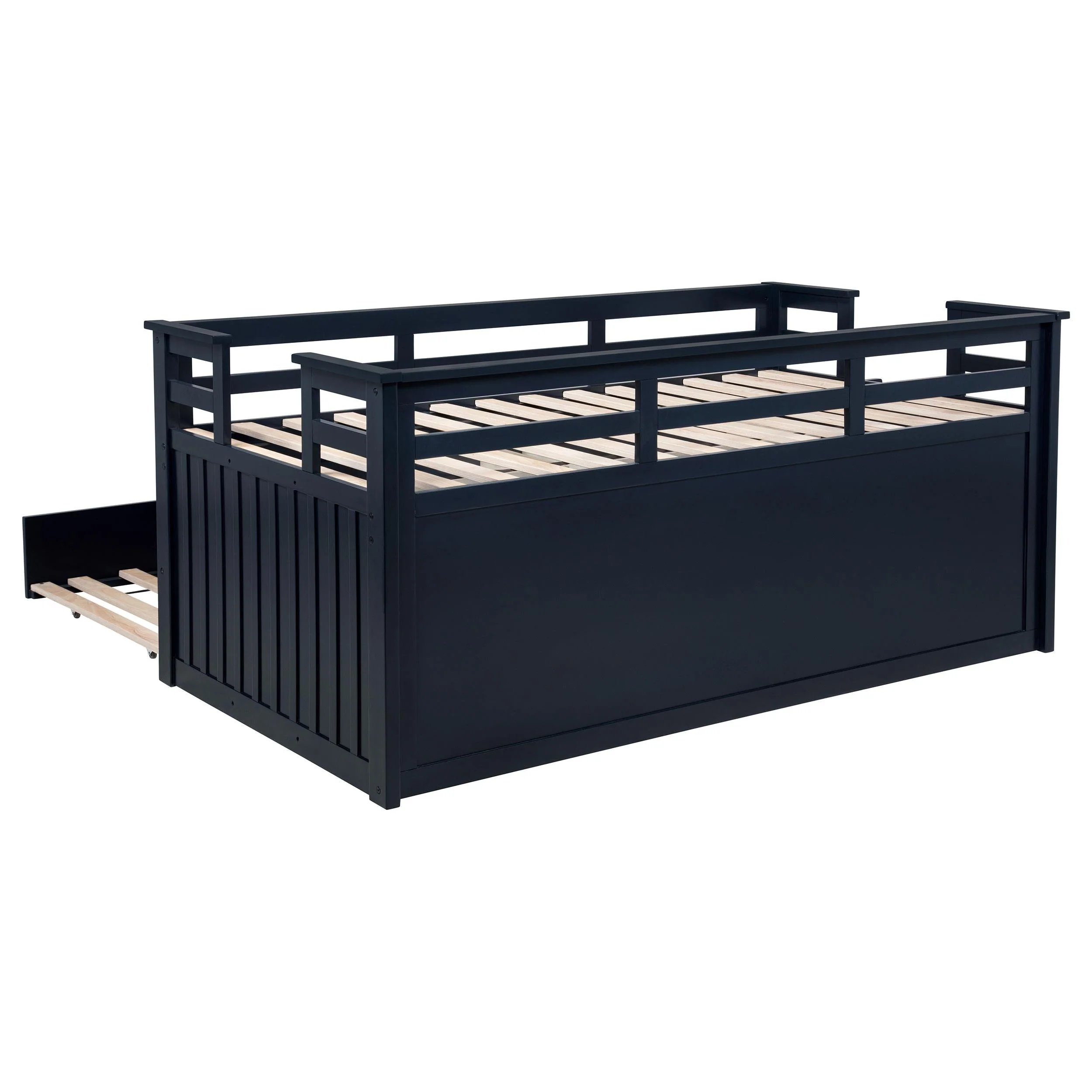Carlsbad Navy Blue Wood Twin Captains Bed With Trundle - Image 10