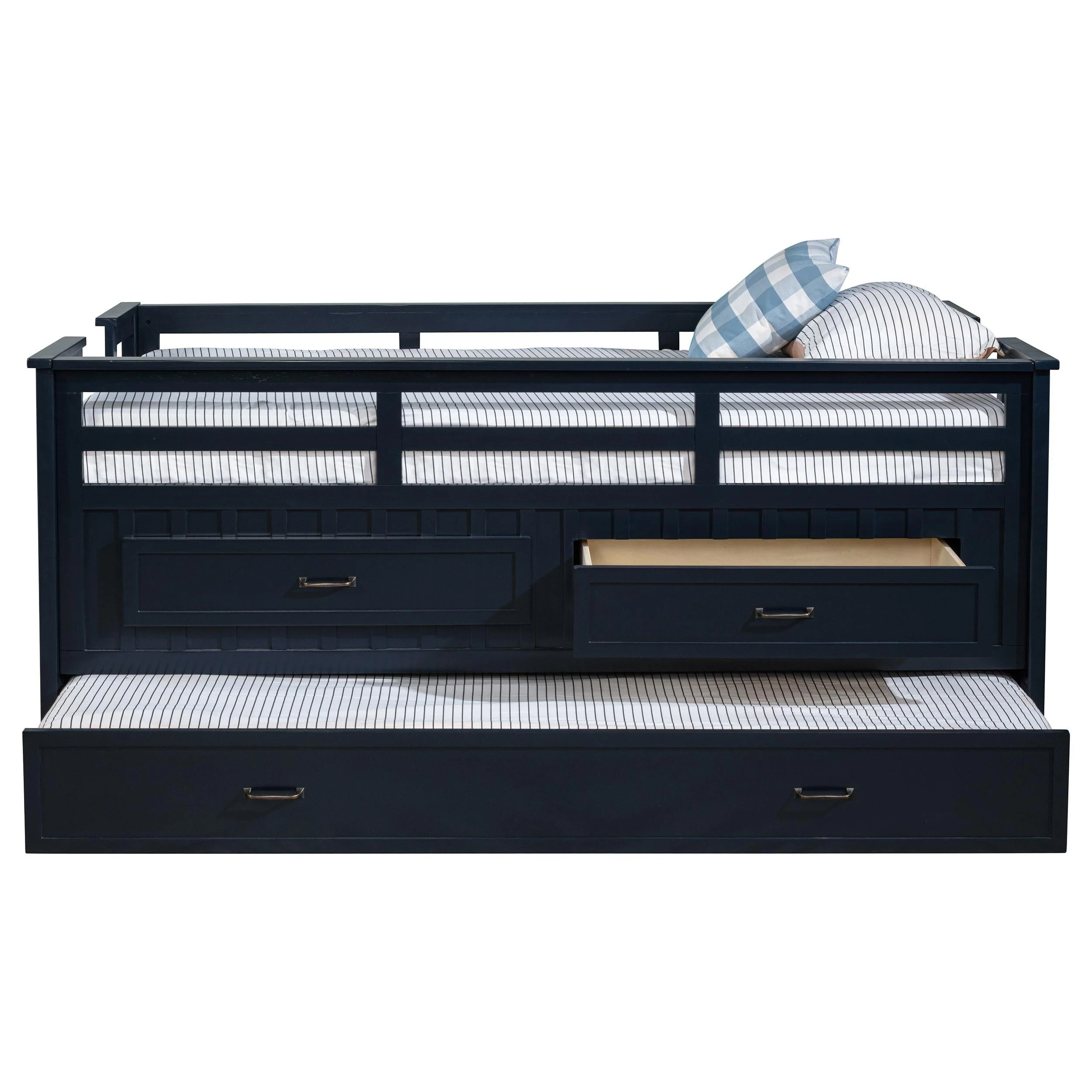 Carlsbad Navy Blue Wood Twin Captains Bed With Trundle - Image 6