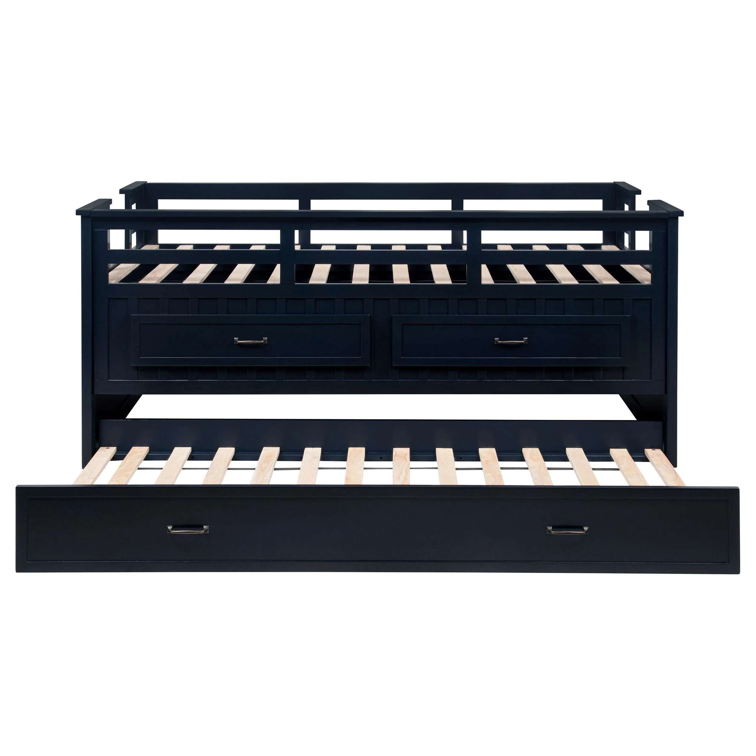 Carlsbad Navy Blue Wood Twin Captains Bed With Trundle - Image 8