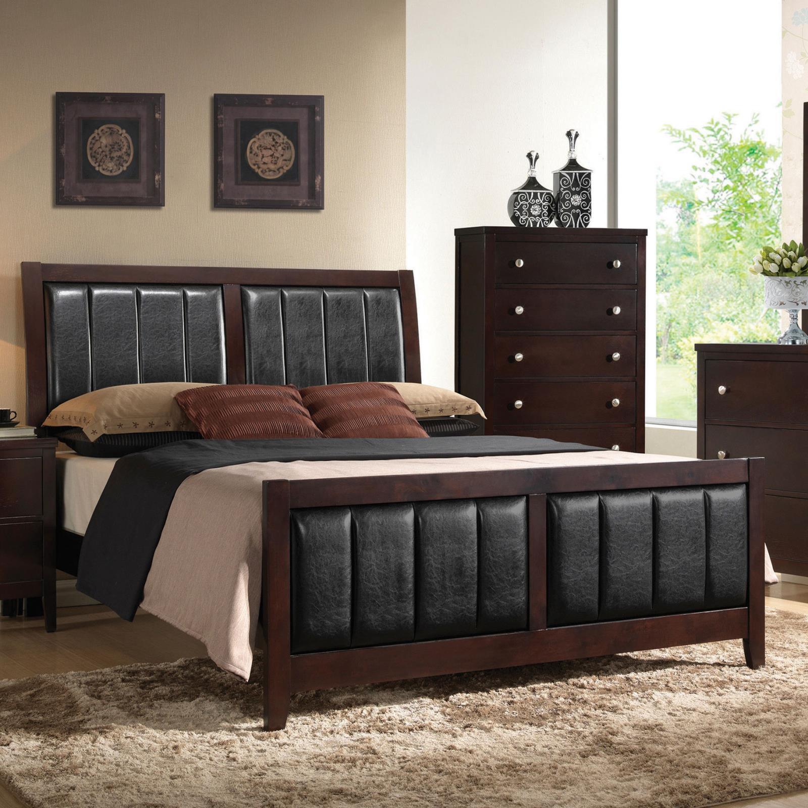 Carlton Cappuccino/Black Queen Upholstered Bed