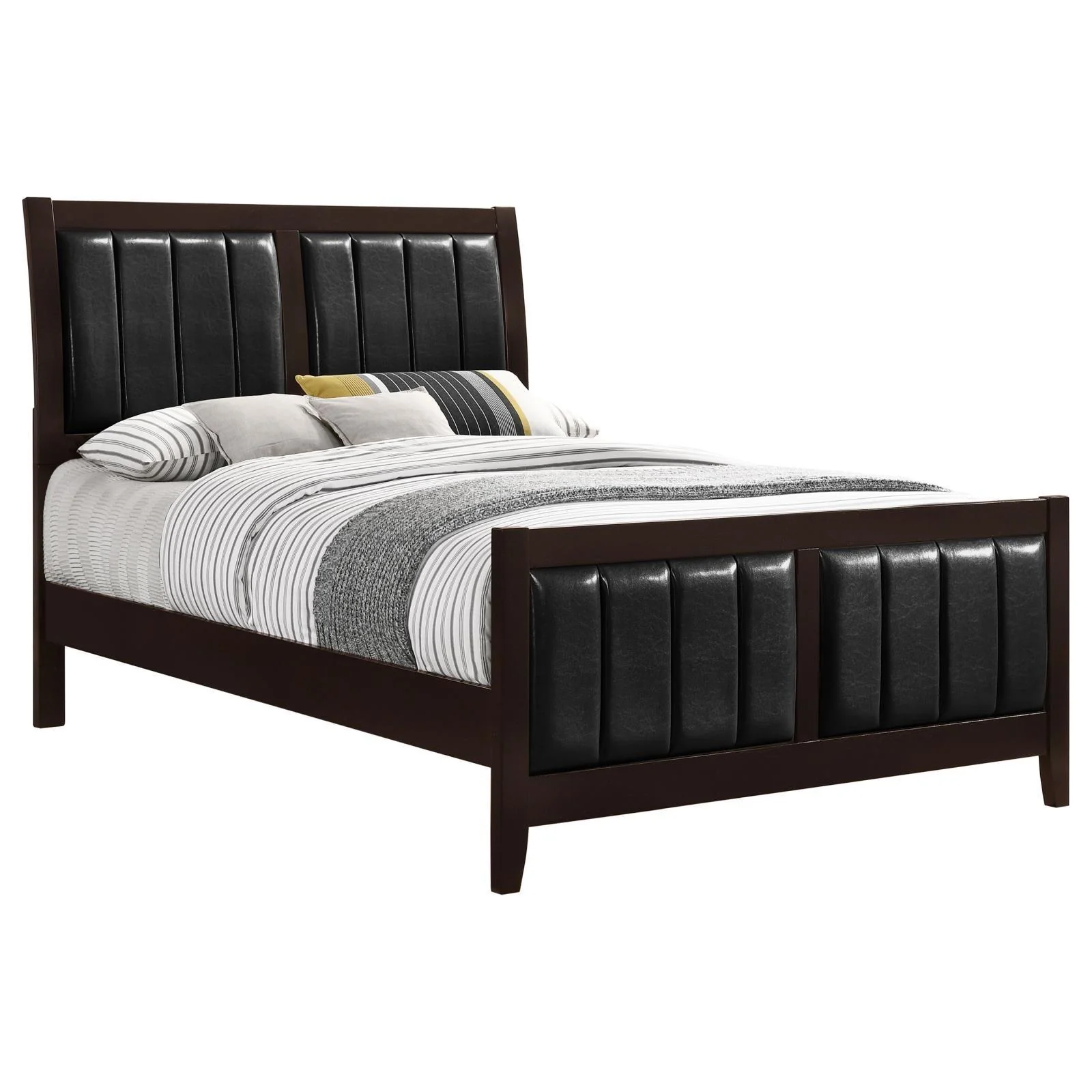 Carlton Cappuccino/Black Queen Upholstered Bed - Image 5