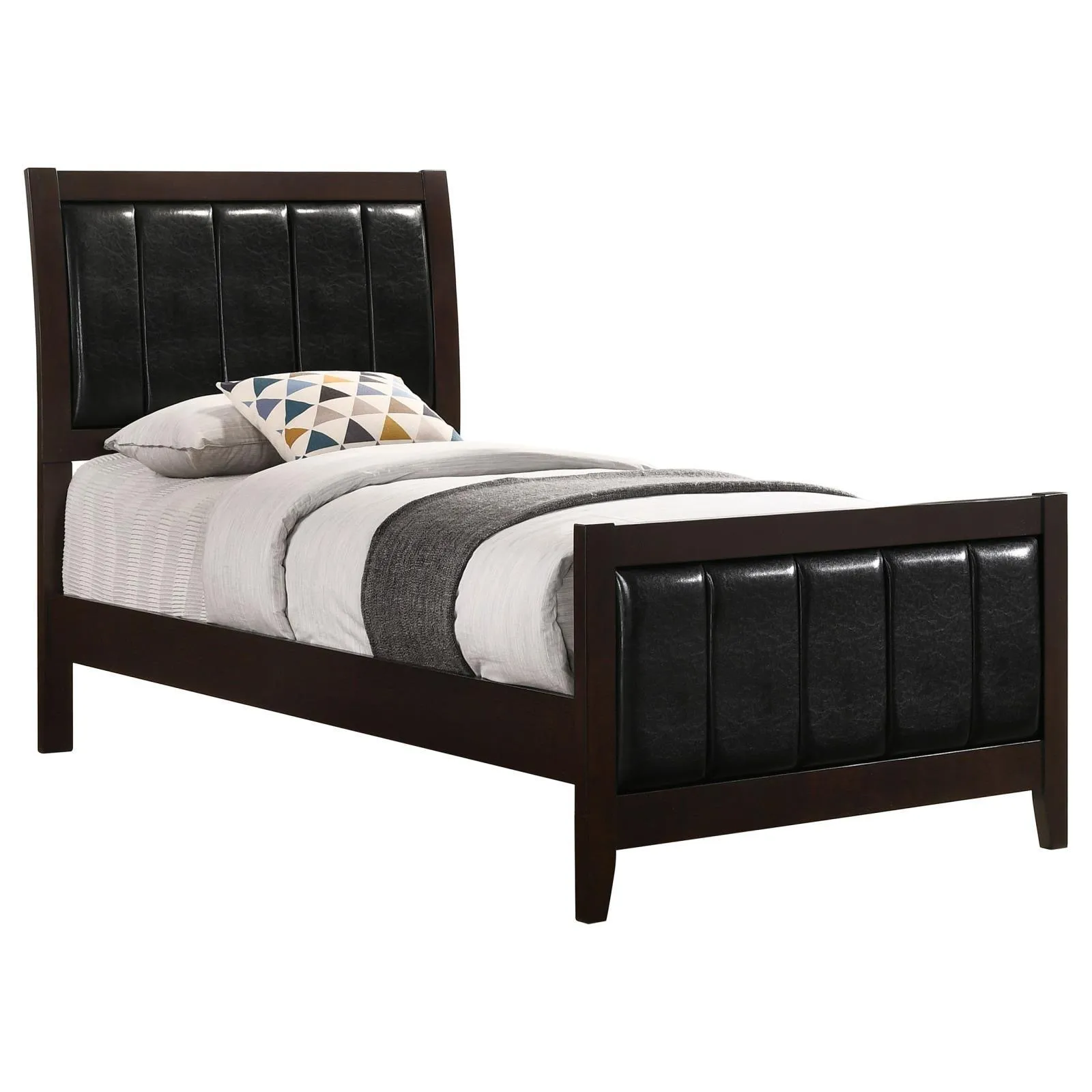 Carlton Cappuccino/Black Twin Upholstered Panel Bed - Image 2