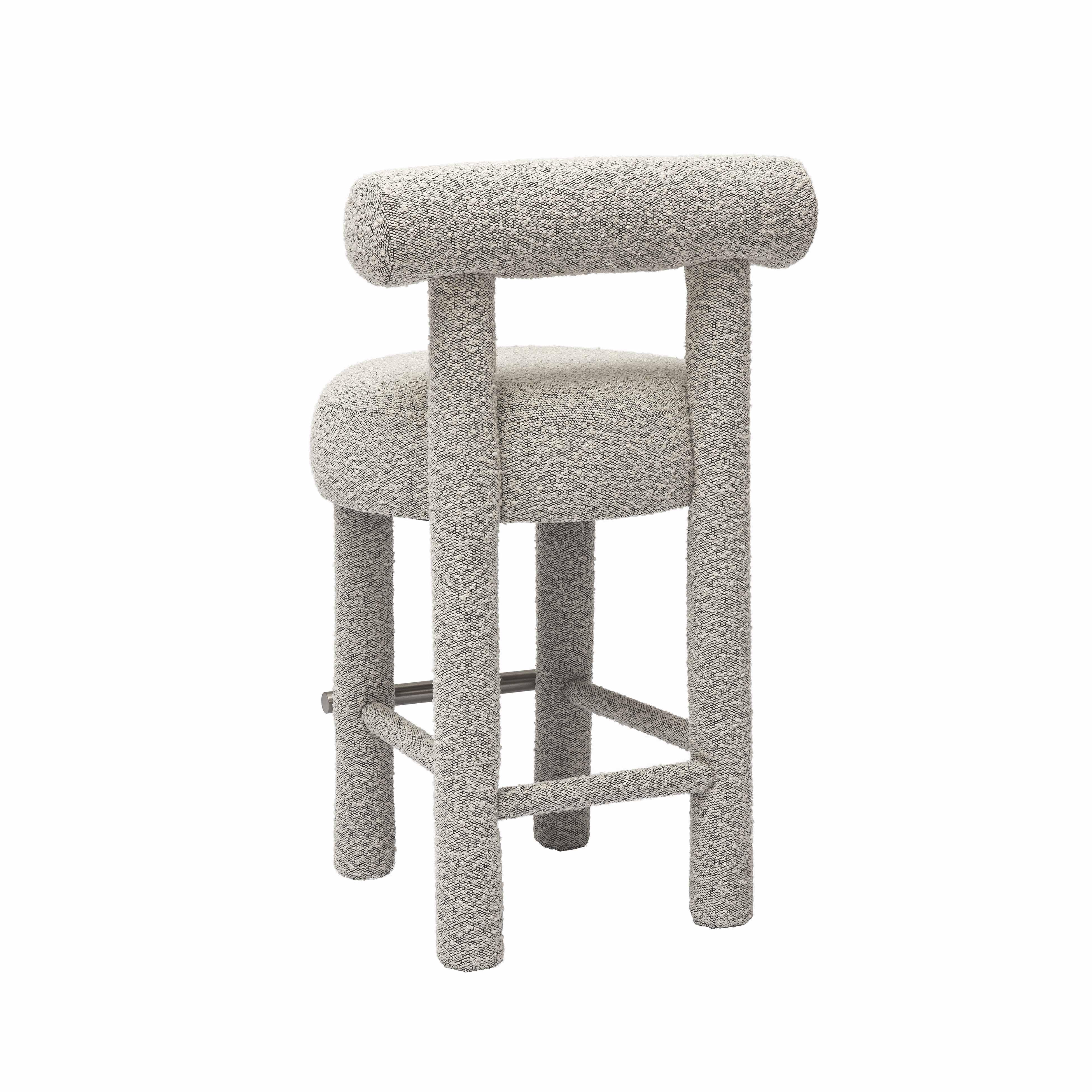 Carmel Black & White Performance Boucle Counter Stool - Image 4