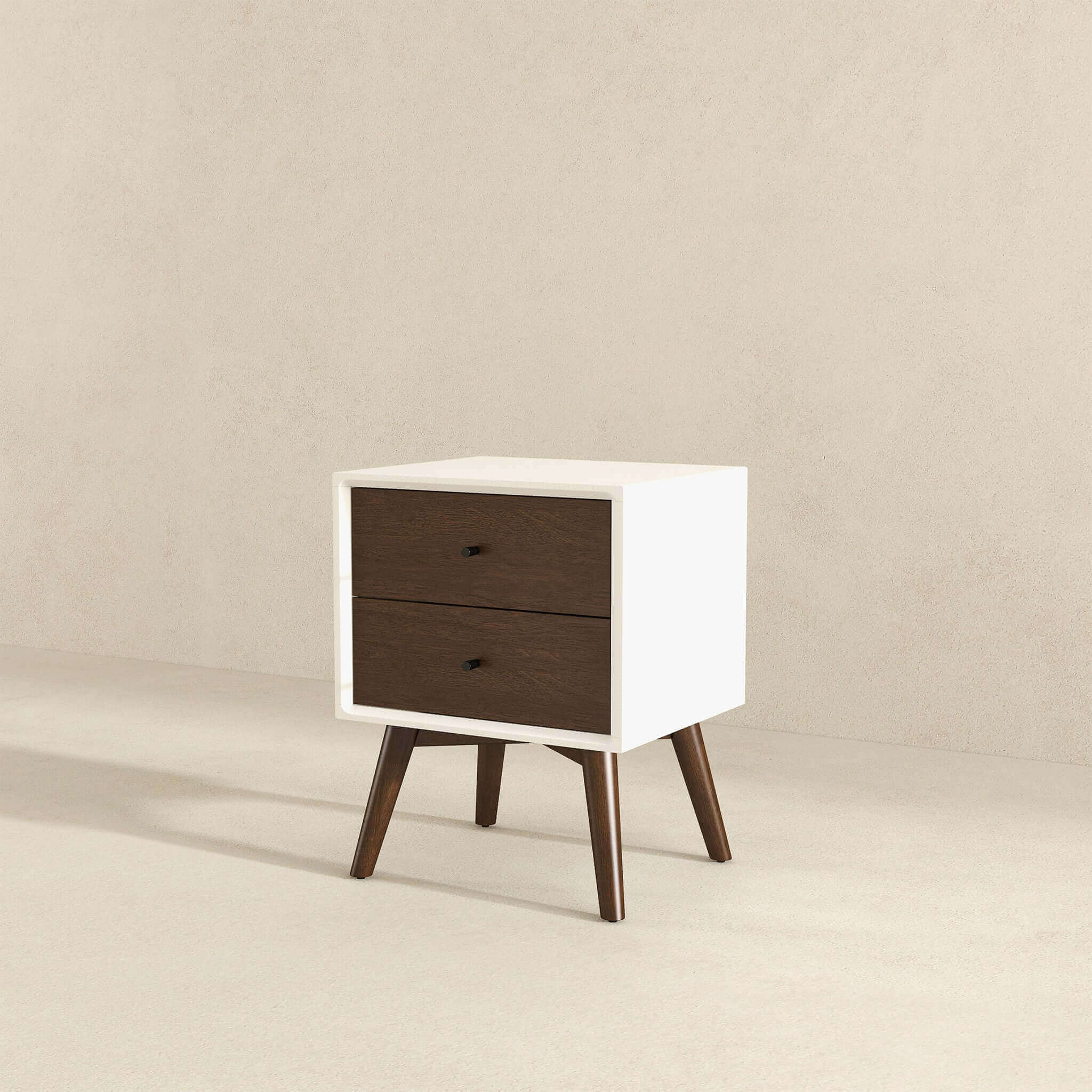 Caroline Mid Century Modern Style White Night Stand 2-Drawer - Image 6