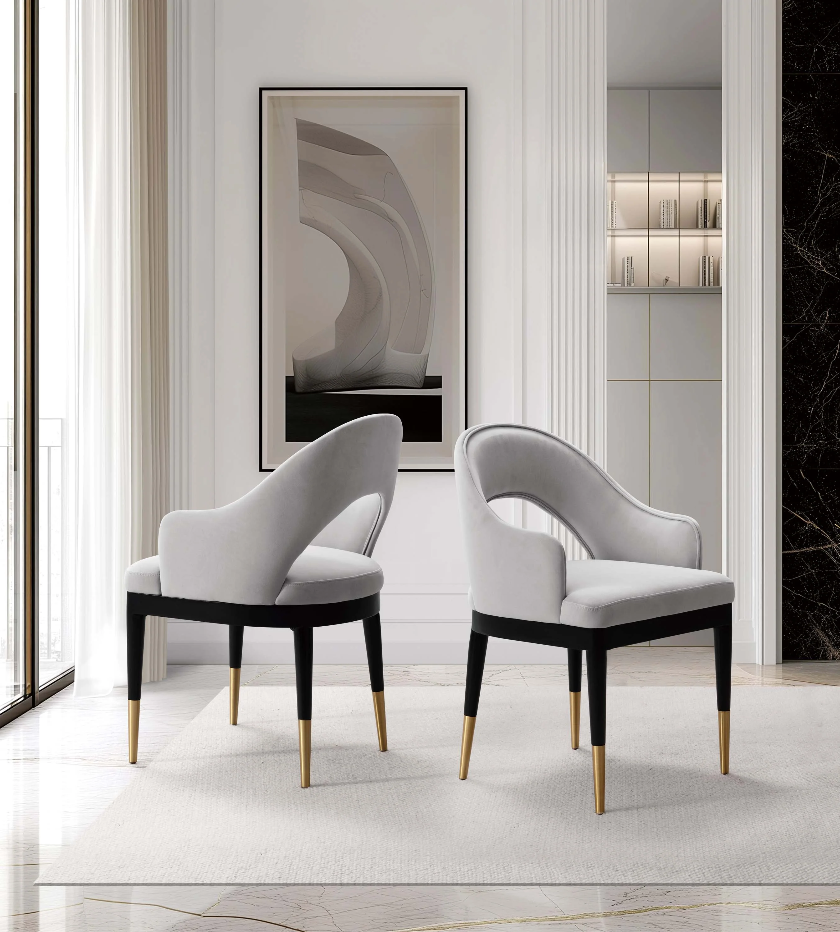 Carrington Dining Armchair in Light Grey (set of 2) - Image 2
