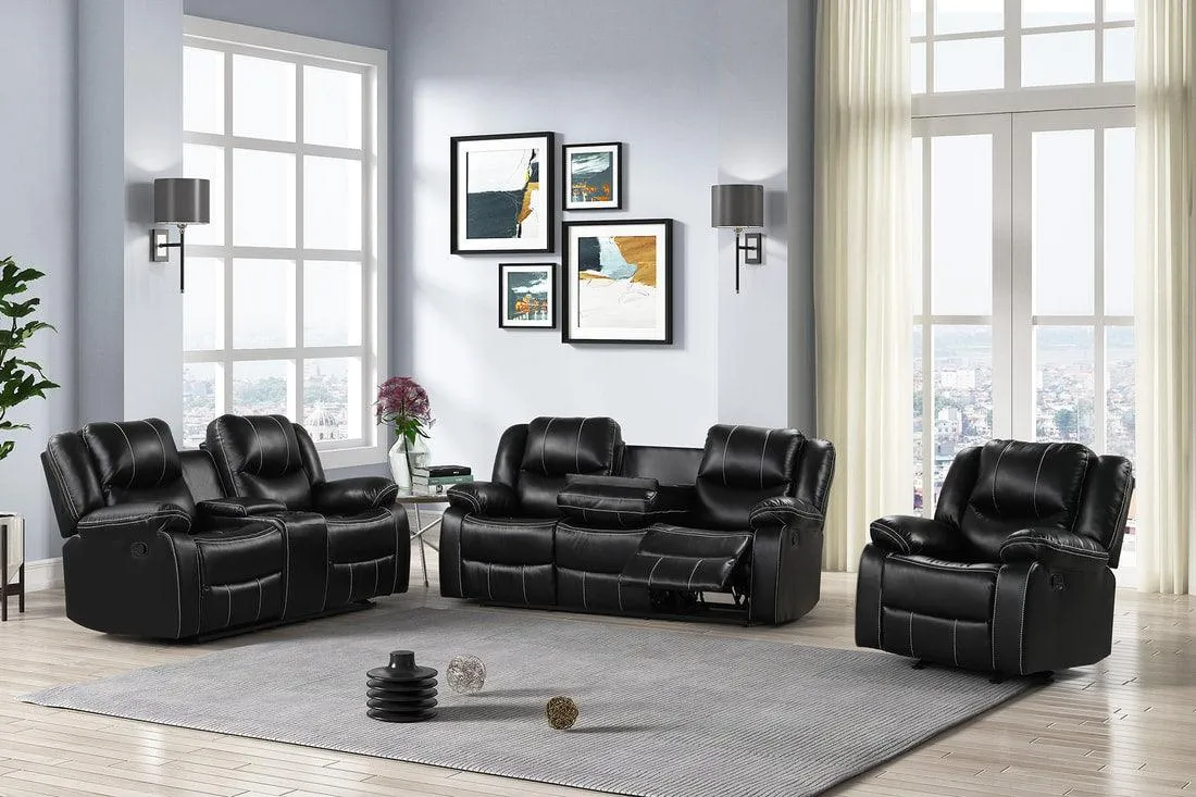 Carter 3-Piece Black Reclining Living Room Set