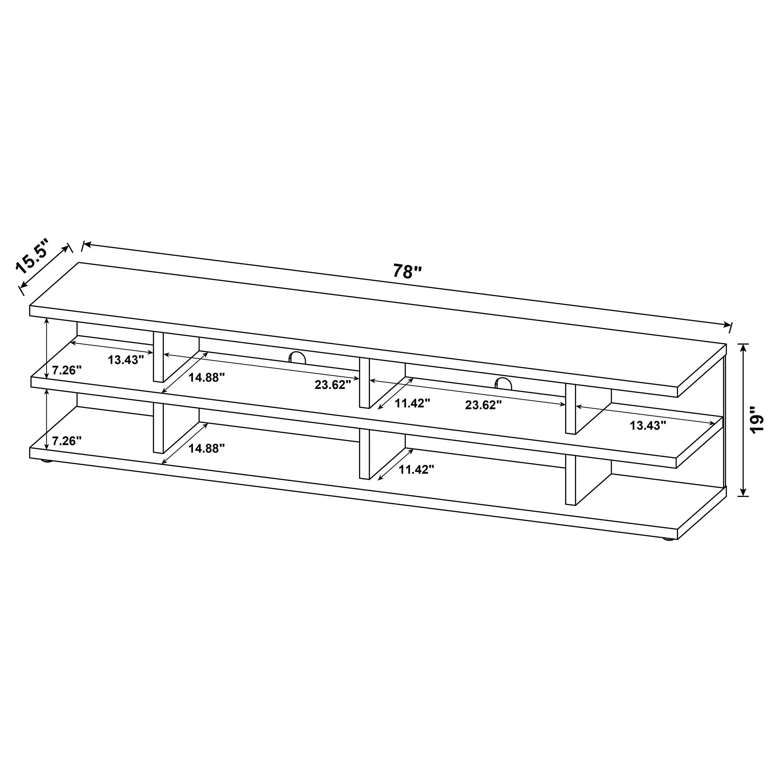 Cartmill Black 2-Tier TV Stand Media Console - Image 3