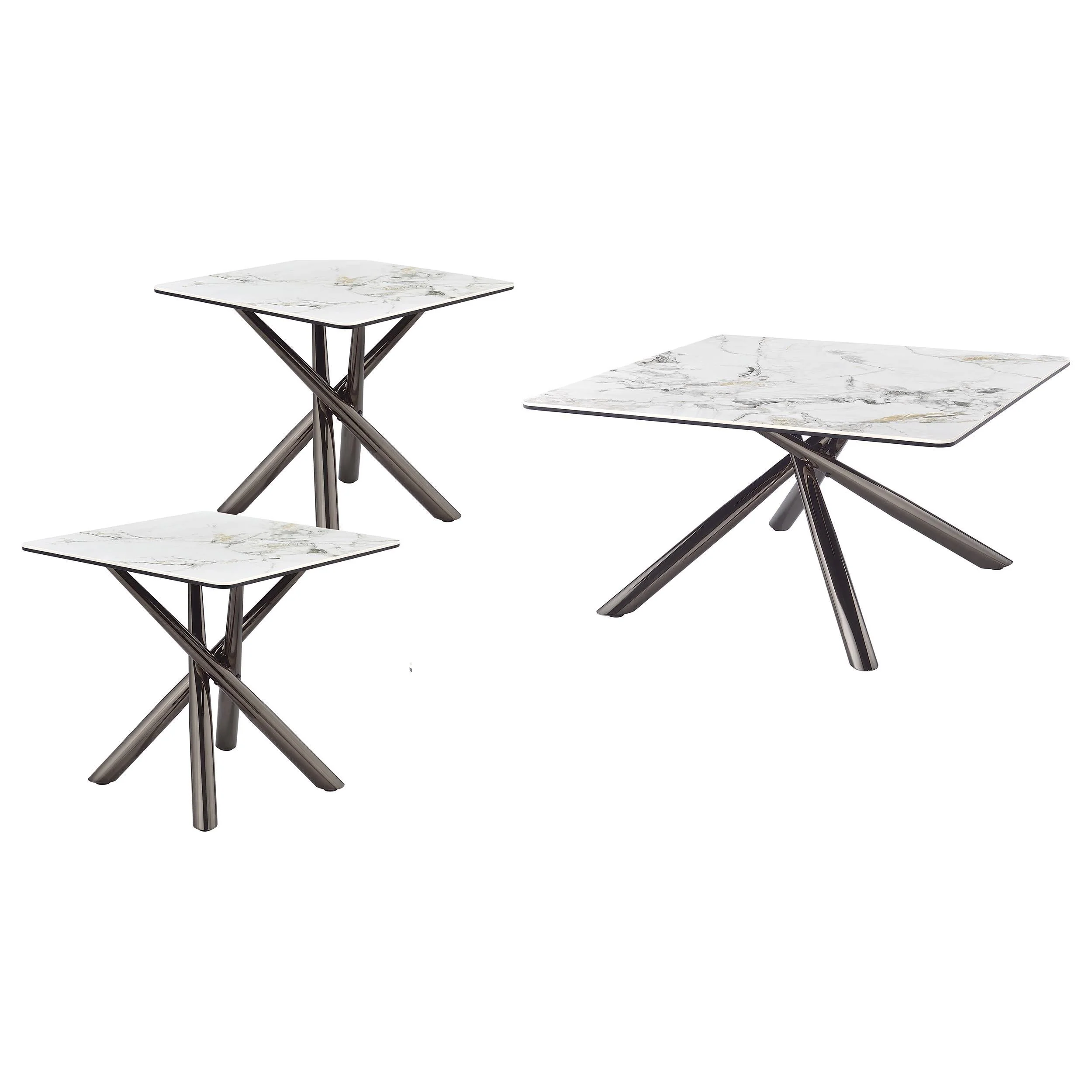 Carvell Mirage White 3-Piece Square Coffee and End Table Set - Image 2