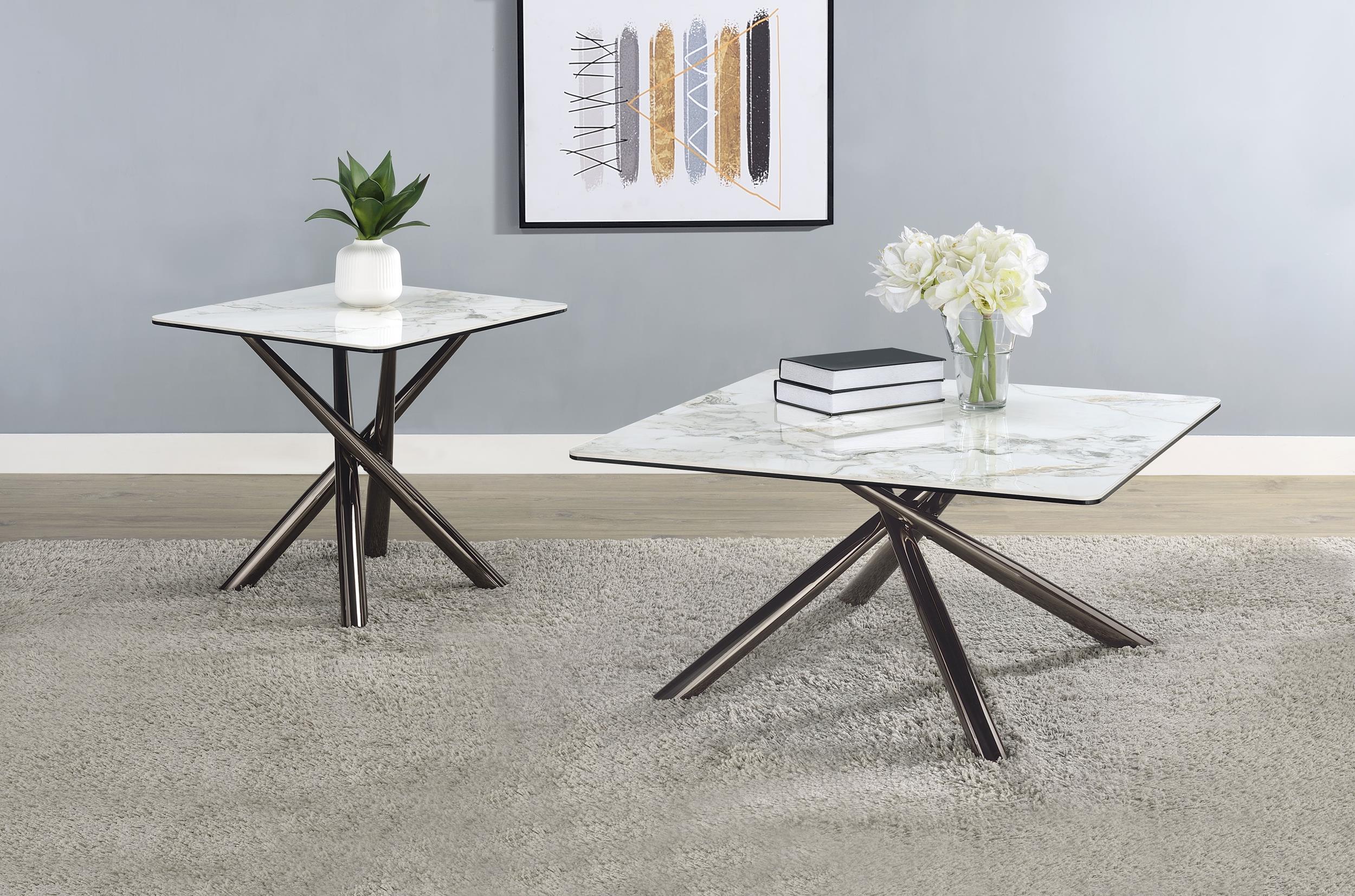 Carvell Mirage White Rectangular Sintered Stone Top Coffee Table - Image 2