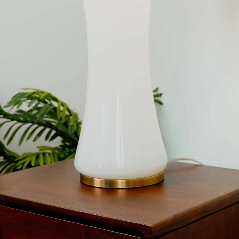 Cascade Glass Lamp Golden Base Off White Glass Table Lamp - Image 2