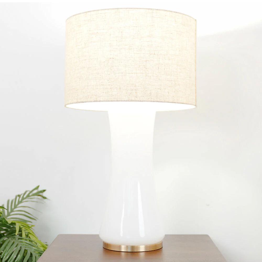 Cascade Glass Lamp Golden Base Off White Glass Table Lamp - Image 5