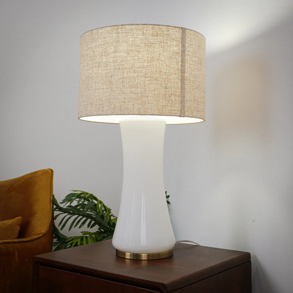 Cascade Glass Lamp Golden Base Off White Glass Table Lamp - Image 6