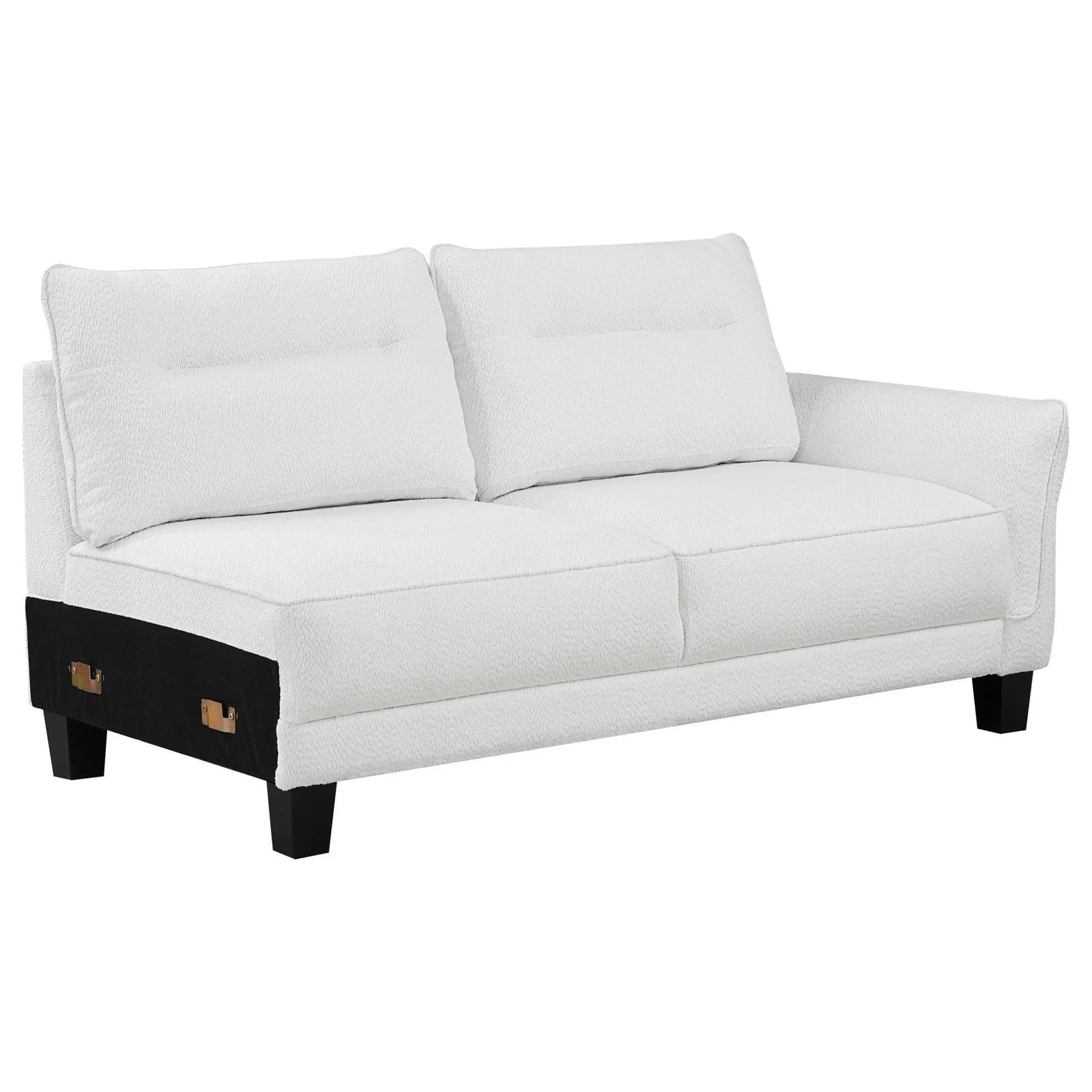 Caspian White and Black Upholstered Curved Arms Sectional Sofa - Image 3