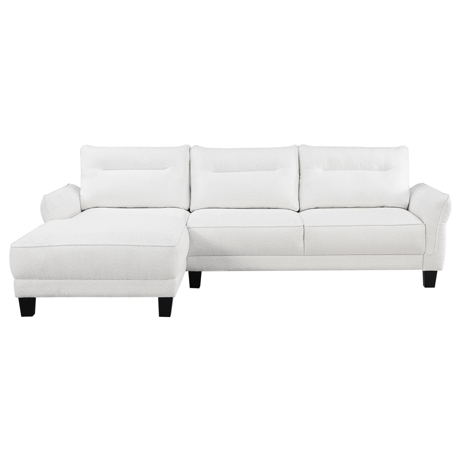 Caspian White and Black Upholstered Curved Arms Sectional Sofa - Image 4
