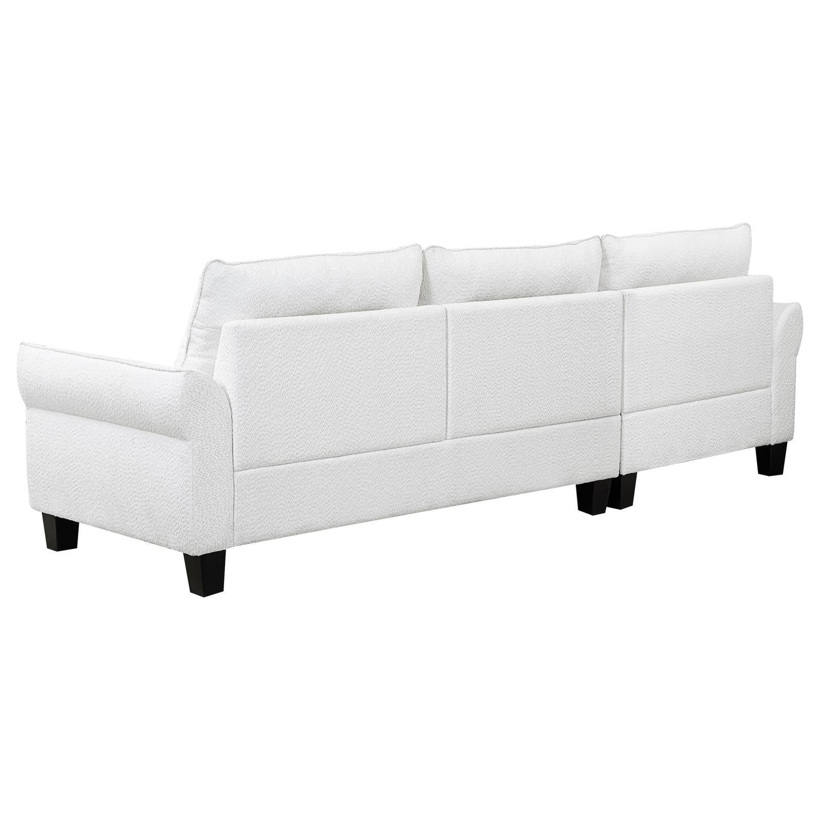 Caspian White and Black Upholstered Curved Arms Sectional Sofa - Image 7