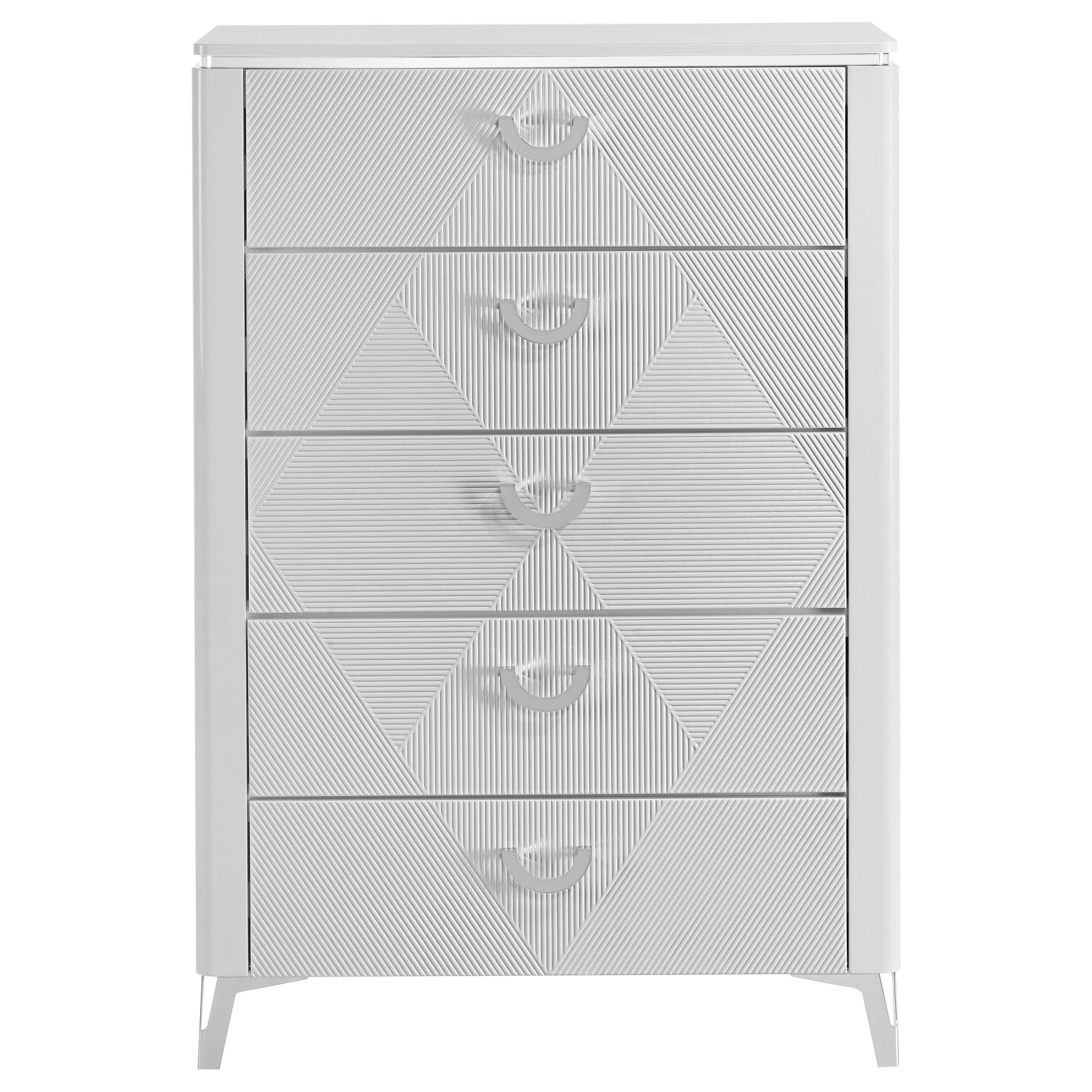 Cassia White High Gloss 5-drawer Bedroom Chest of Drawers - Image 3