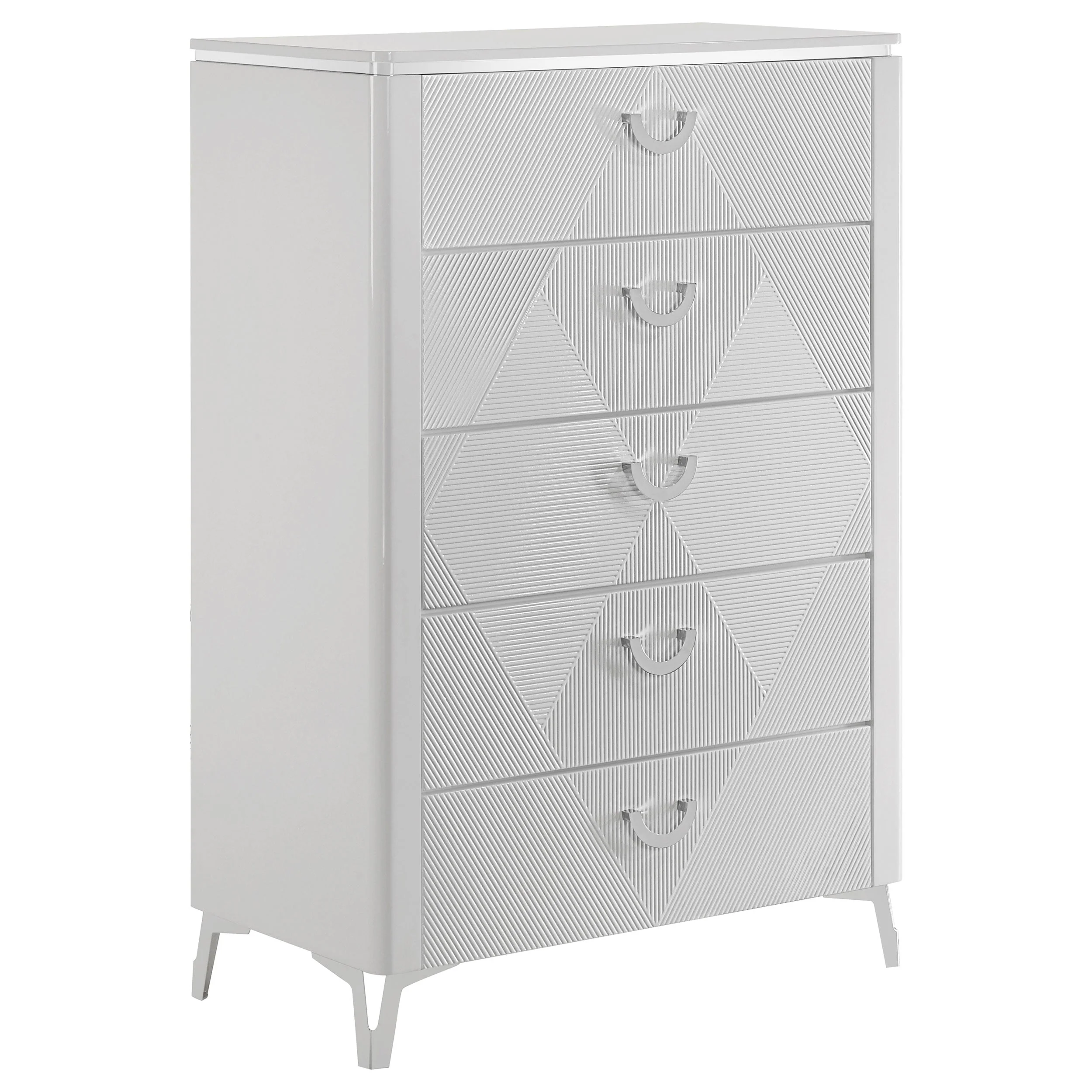 Cassia White High Gloss 5-piece Queen LED Bedroom Set - Image 11