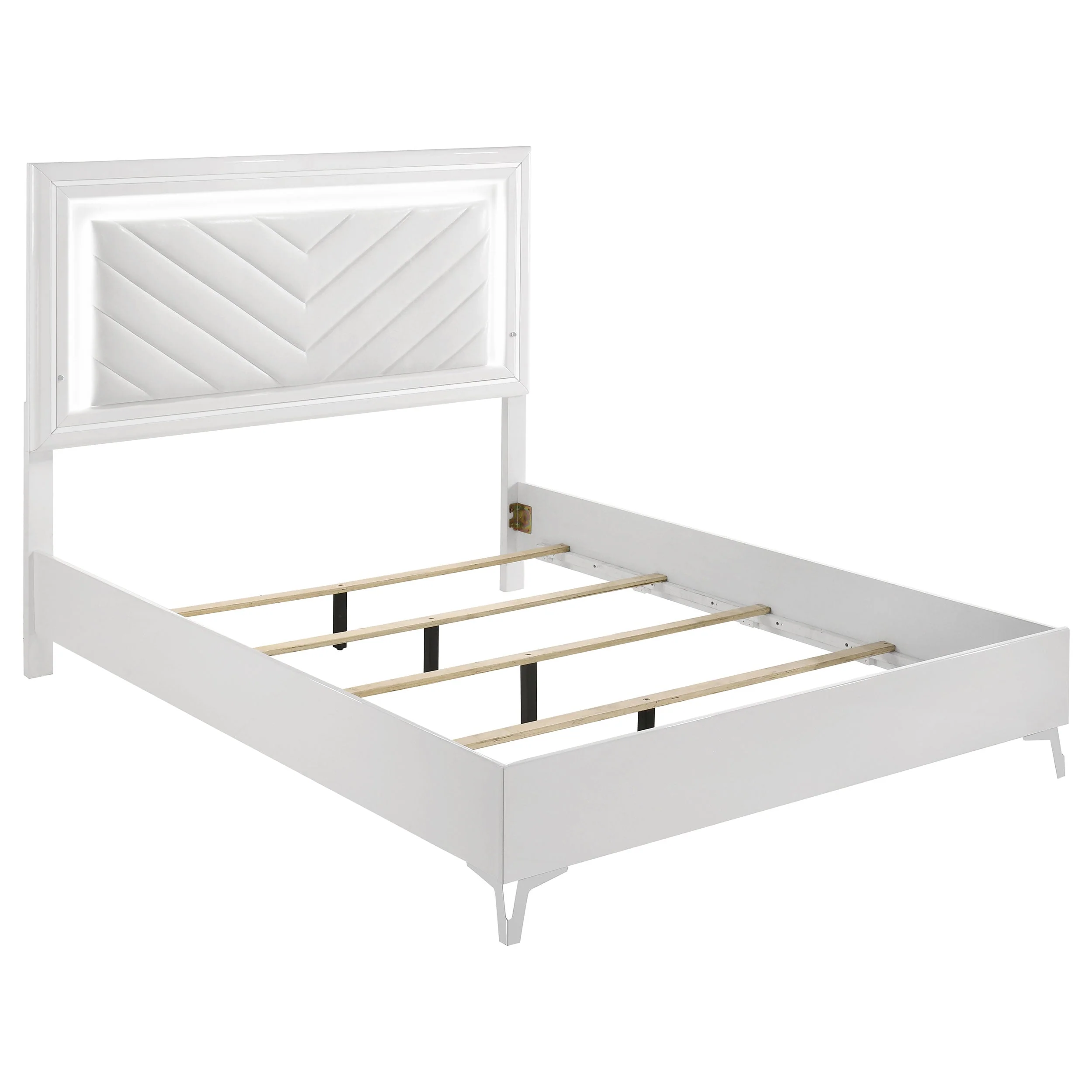 Cassia White High Gloss 5-piece Queen LED Bedroom Set - Image 3