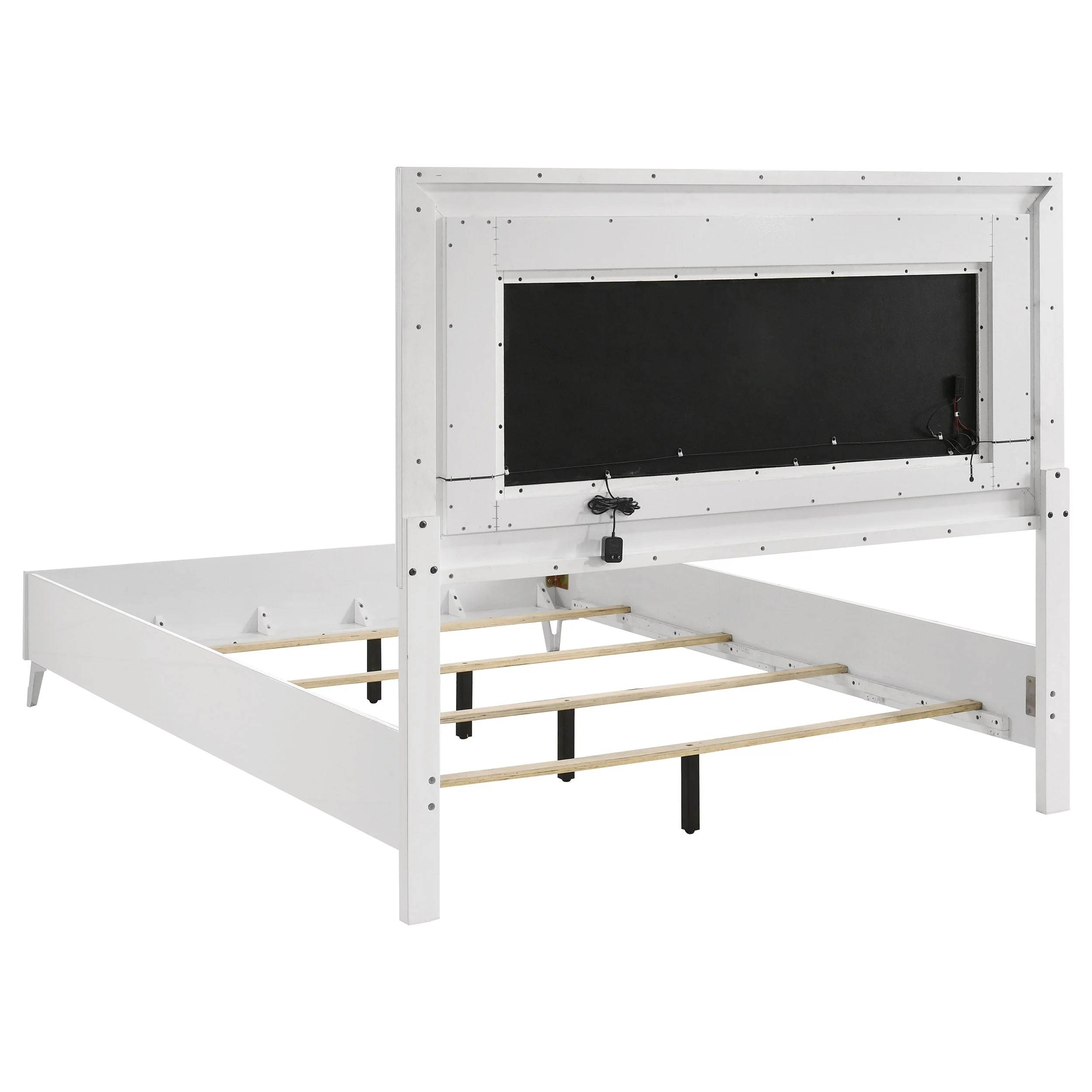 Cassia White High Gloss 5-piece Queen LED Bedroom Set - Image 4