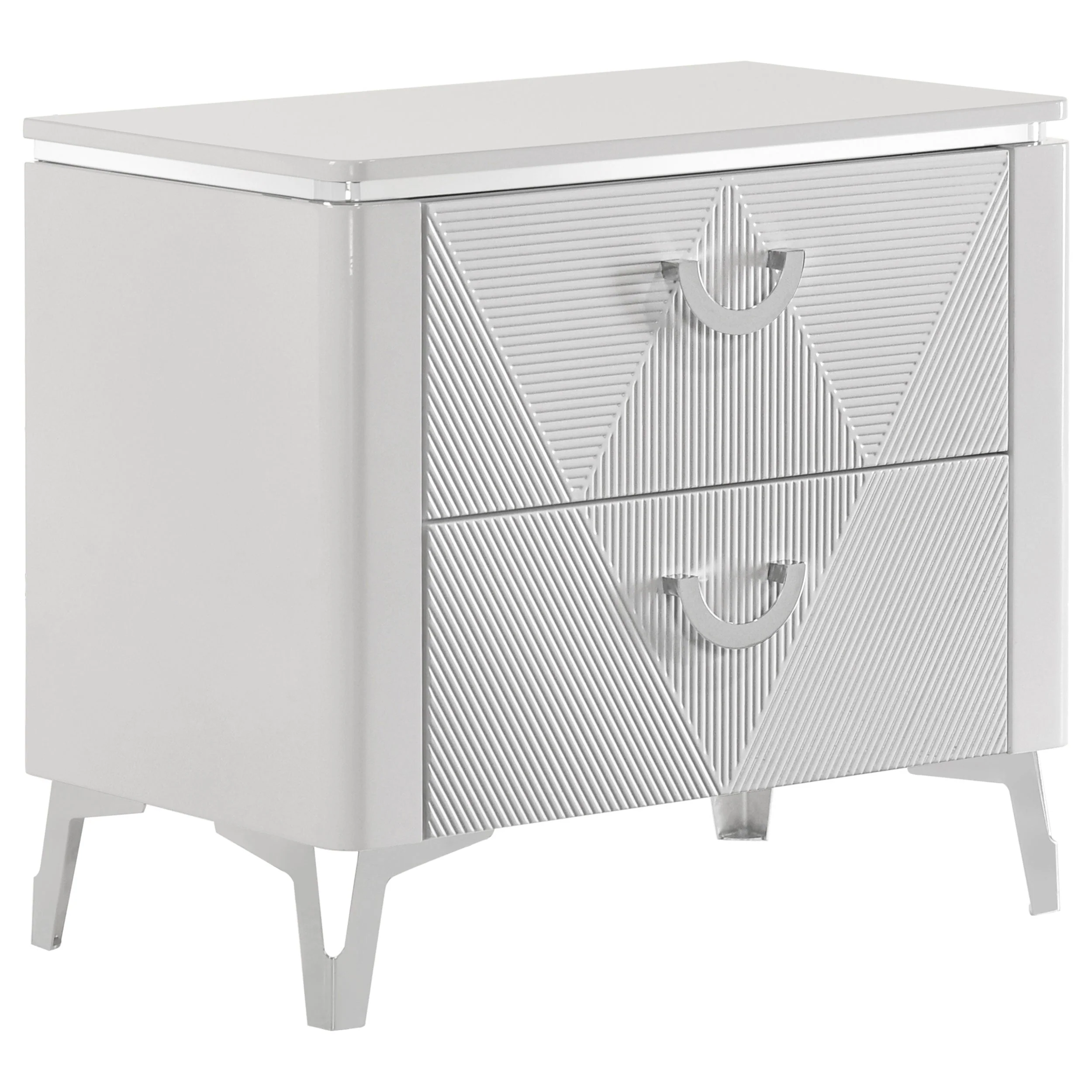 Cassia White High Gloss 5-piece Queen LED Bedroom Set - Image 5