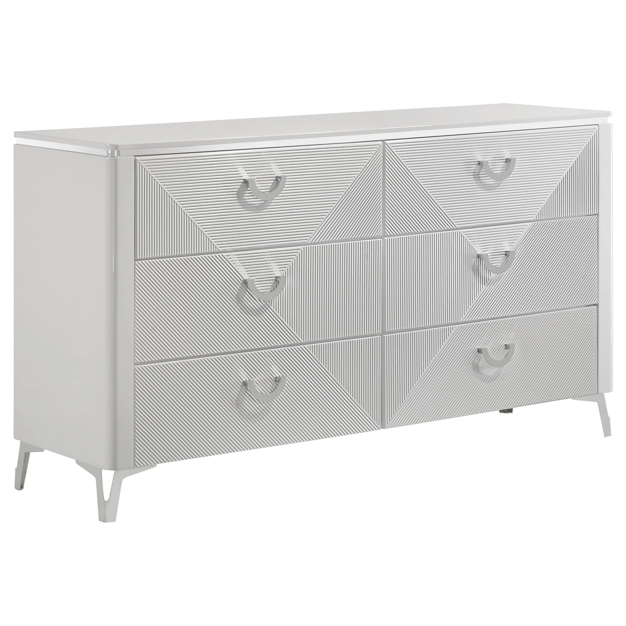 Cassia White High Gloss 5-piece Queen LED Bedroom Set - Image 7