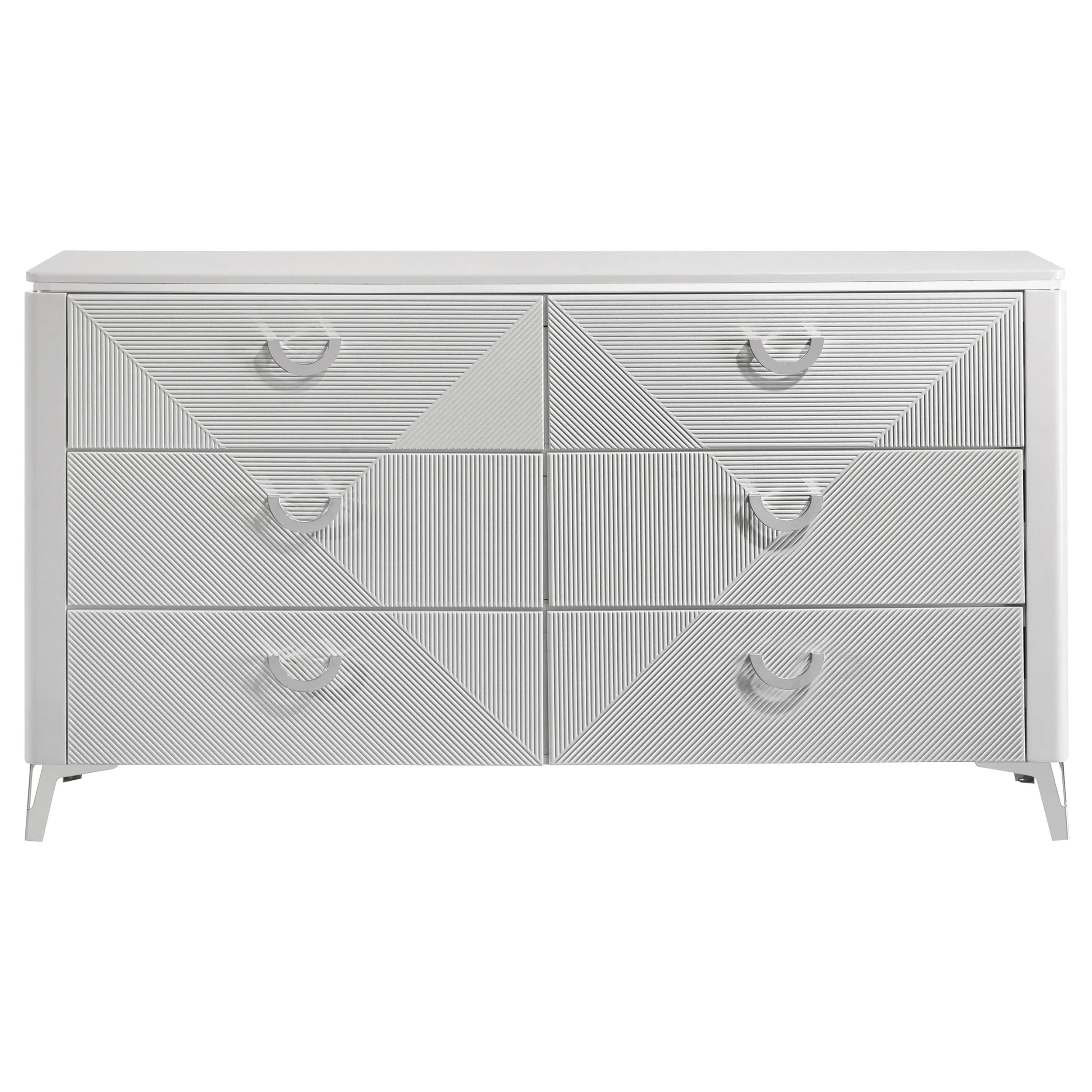 Cassia White High Gloss 6-drawer Bedroom Dresser Cabinet - Image 3