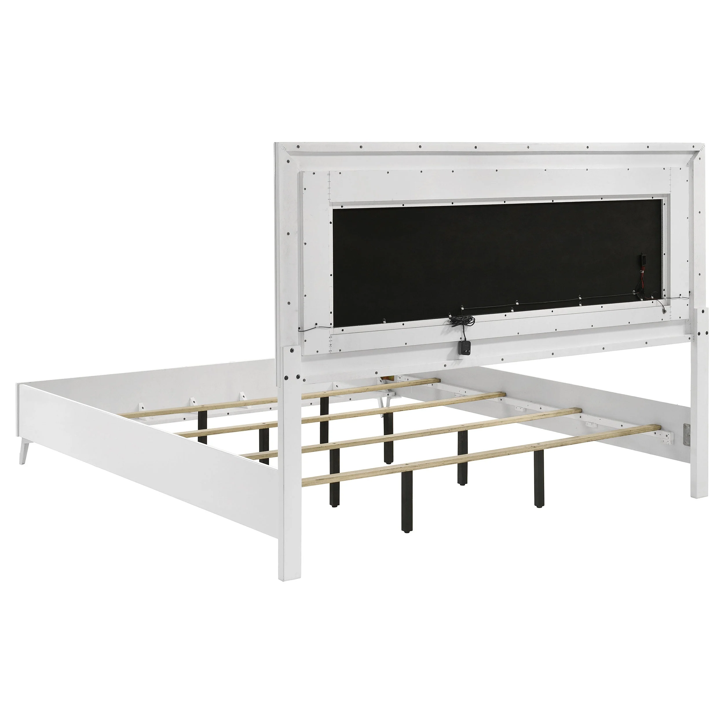 Cassia White High Gloss Eastern King LED Panel Bed - Image 5